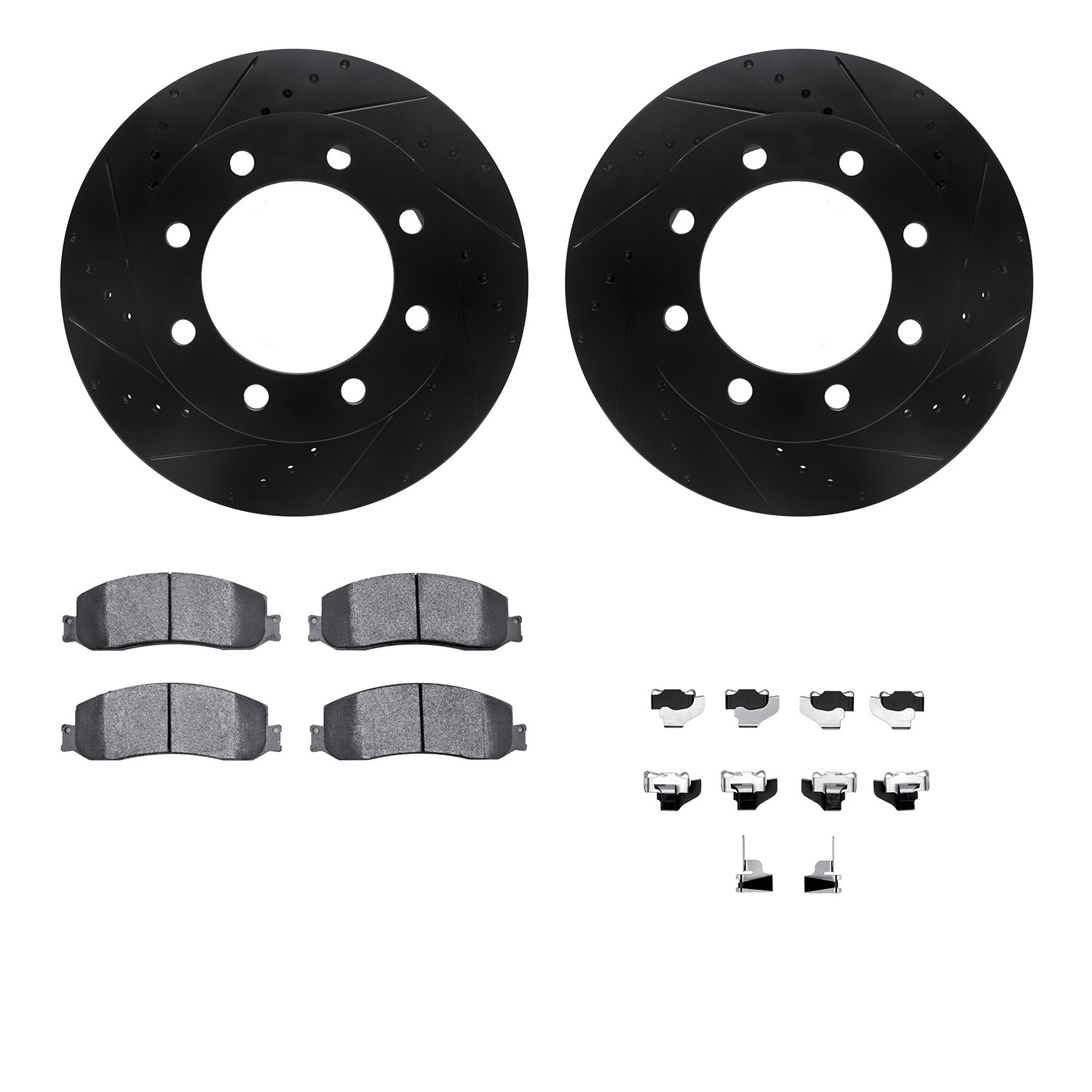 DYN 8212-99201 DFC Brake Rotor - Drilled & Slotted - Black- HD Brake Pad - Hardware