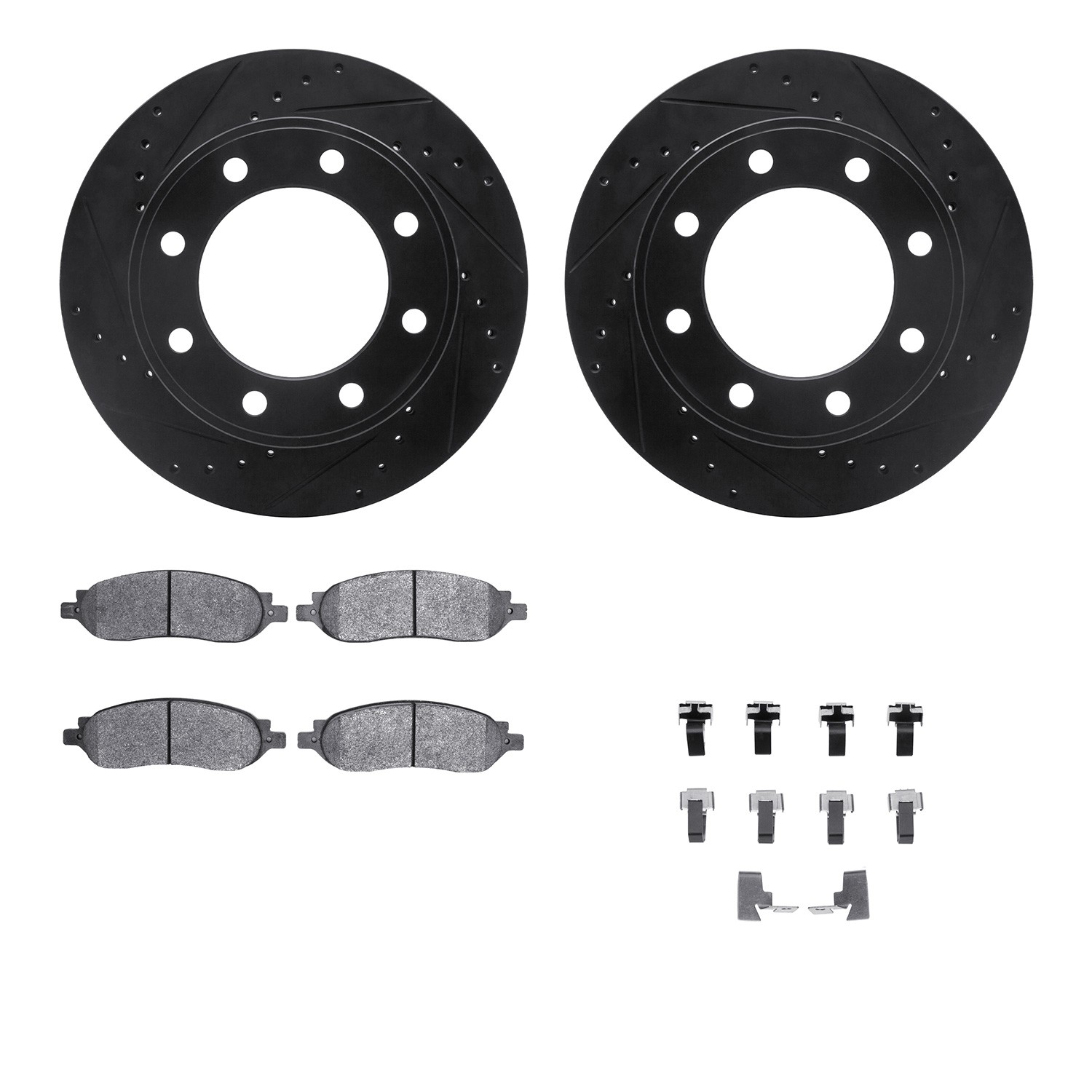 DYN 8212-99203 DFC Brake Rotor - Drilled & Slotted - Black- HD Brake Pad - Hardware