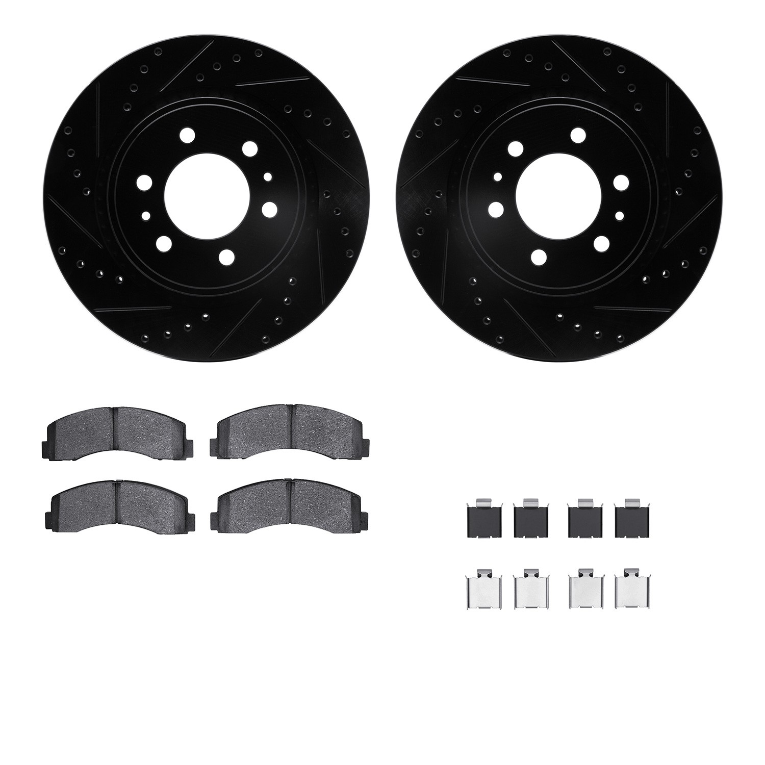 DYN 8212-99213 DFC Brake Rotor - Drilled & Slotted - Black- HD Brake Pad - Hardware
