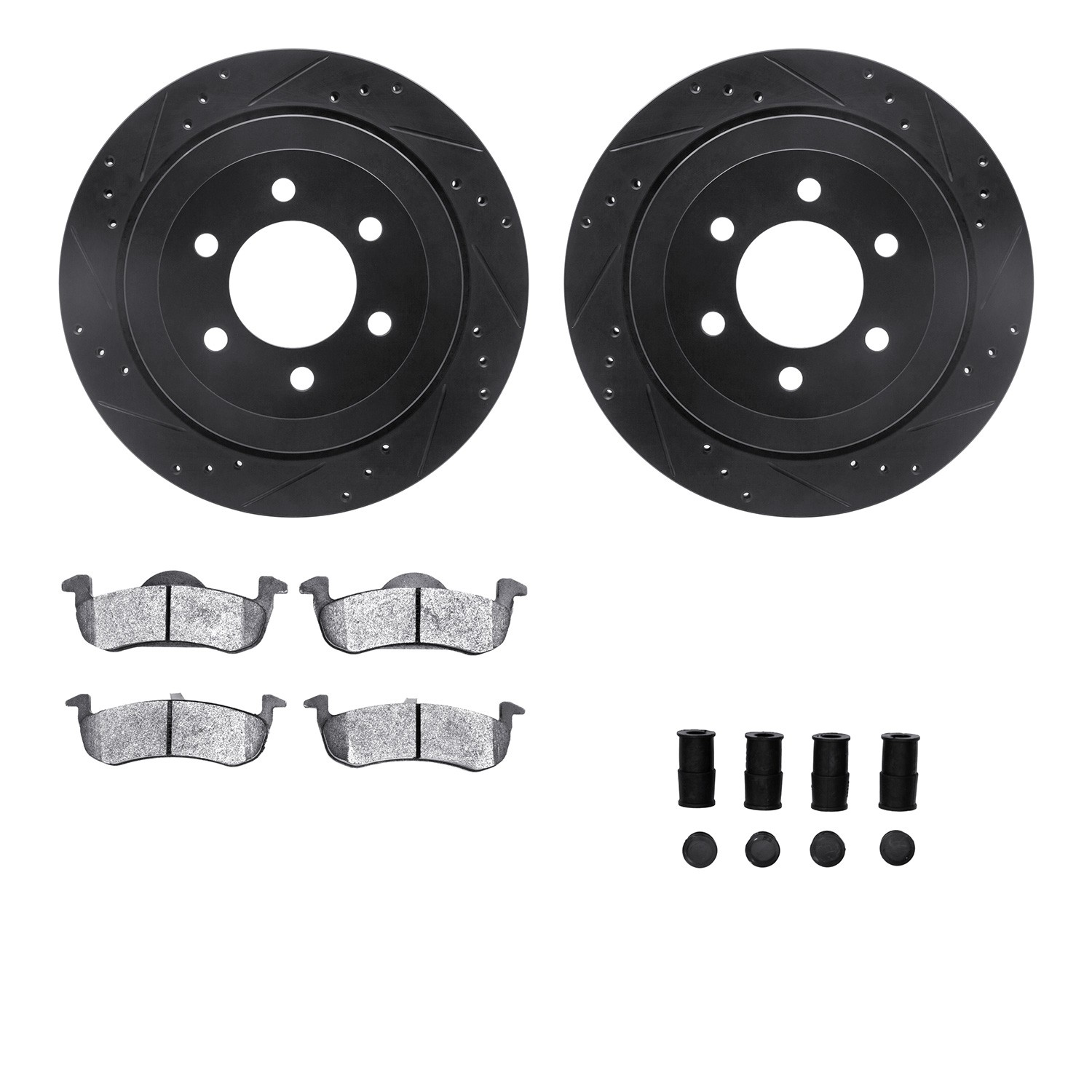 DYN 8212-99214 DFC Brake Rotor - Drilled & Slotted - Black- HD Brake Pad - Hardware