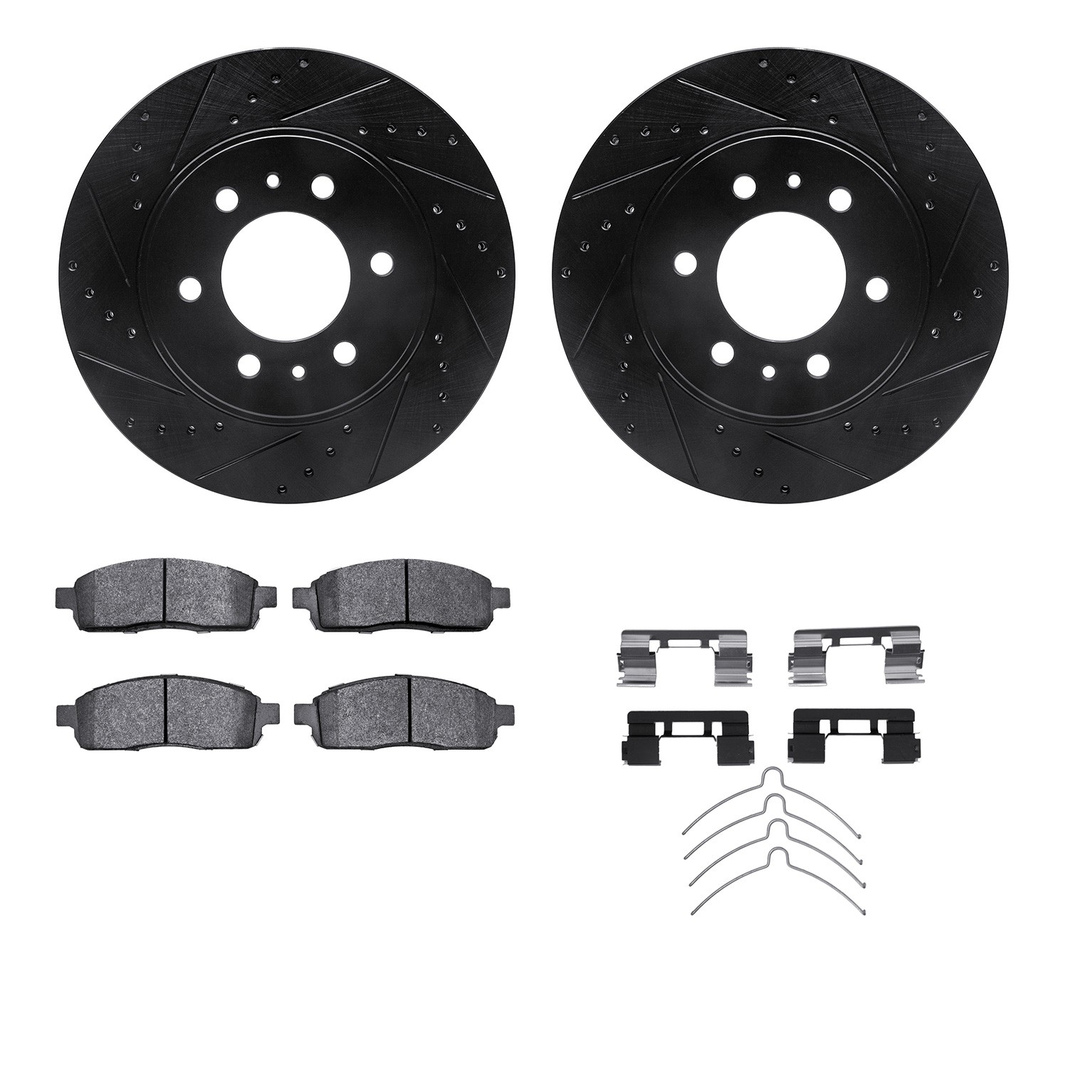 DYN 8212-99224 DFC Brake Rotor - Drilled & Slotted - Black- HD Brake Pad - Hardware