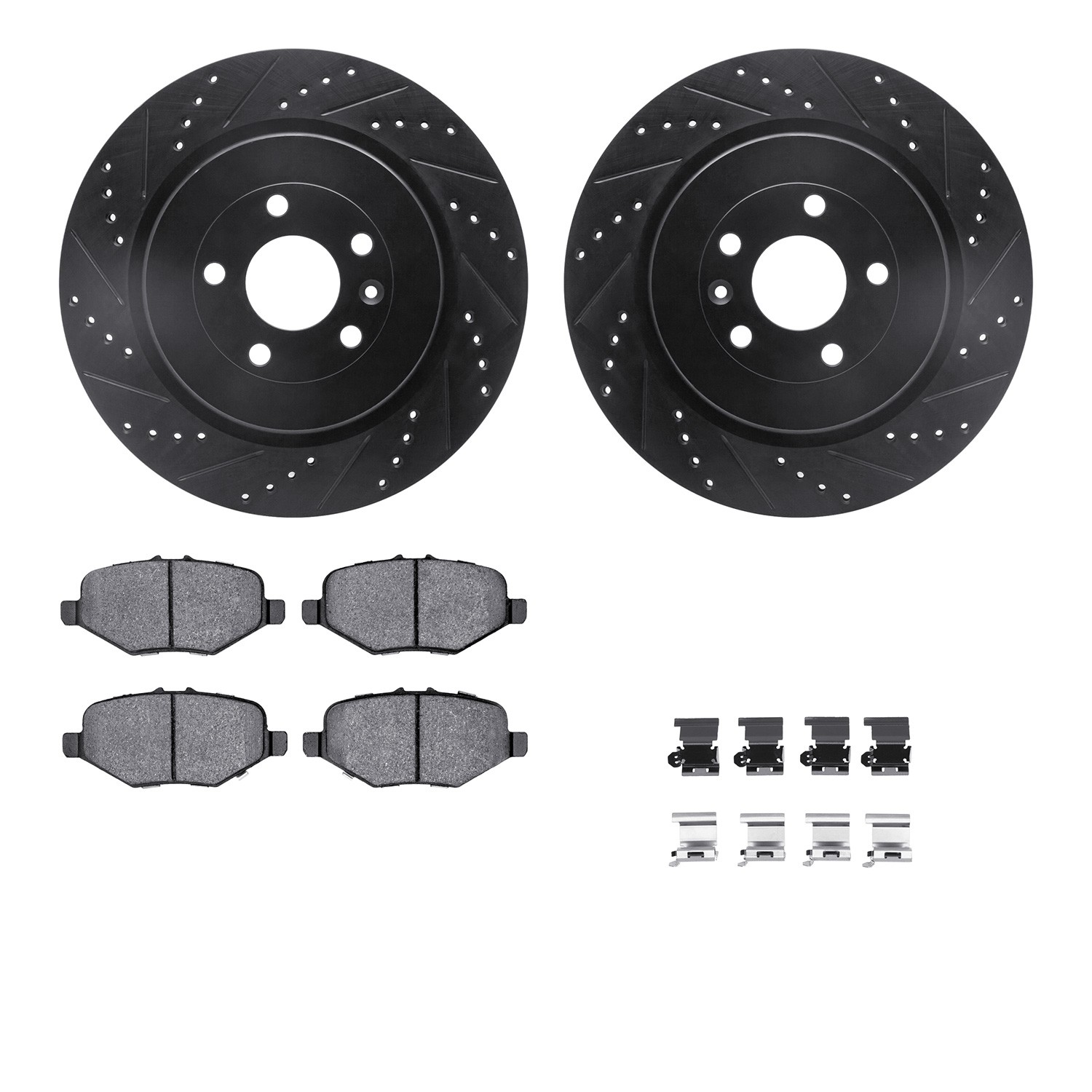 DYN 8212-99233 DFC Brake Rotor - Drilled & Slotted - Black- HD Brake Pad - Hardware