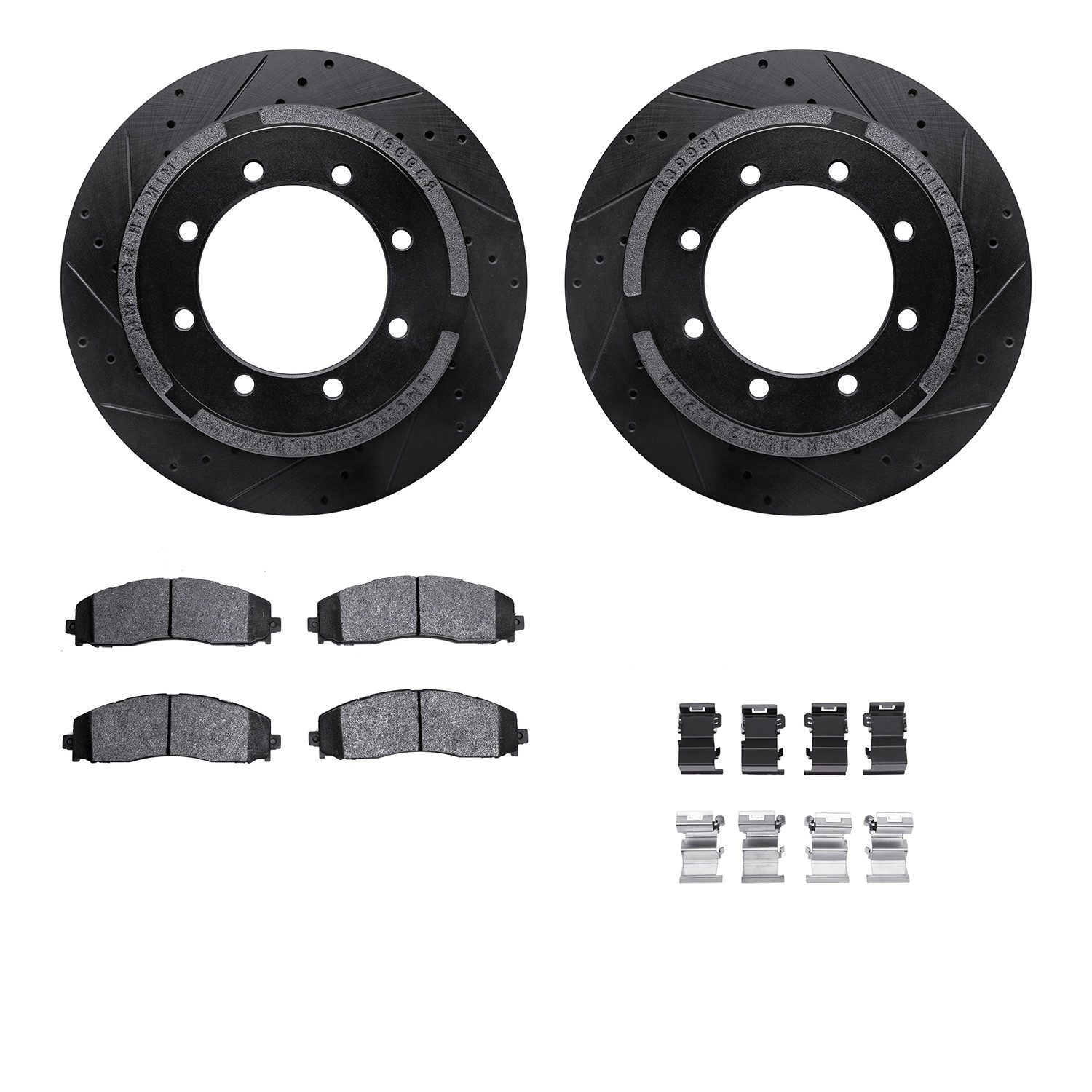 DYN 8212-99237 DFC Brake Rotor - Drilled & Slotted - Black- HD Brake Pad - Hardware