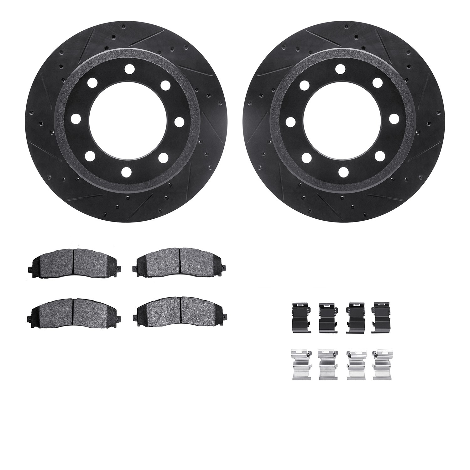 DYN 8212-99239 DFC Brake Rotor - Drilled & Slotted - Black- HD Brake Pad - Hardware