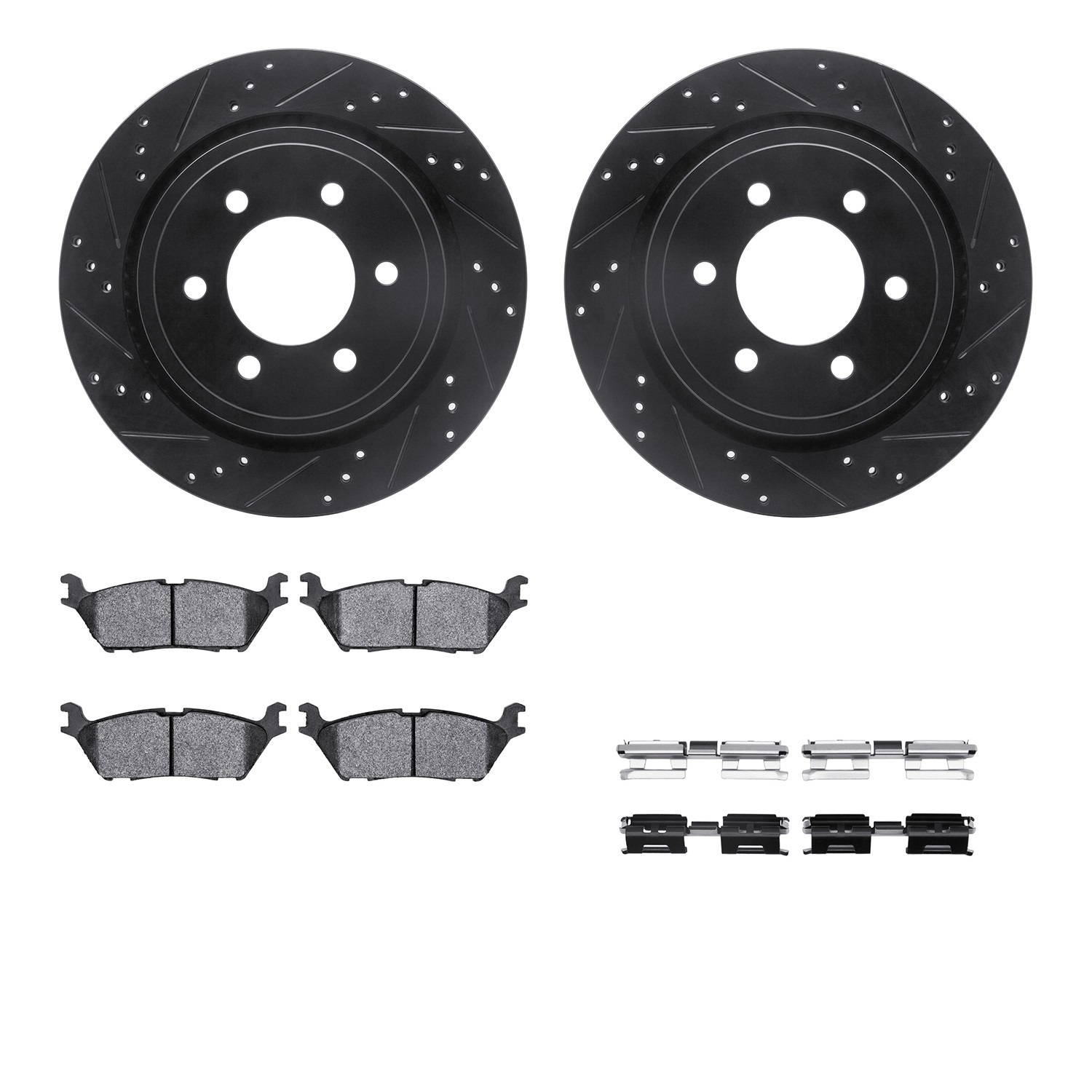 DYN 8212-99244 DFC Brake Rotor - Drilled & Slotted - Black- HD Brake Pad - Hardware
