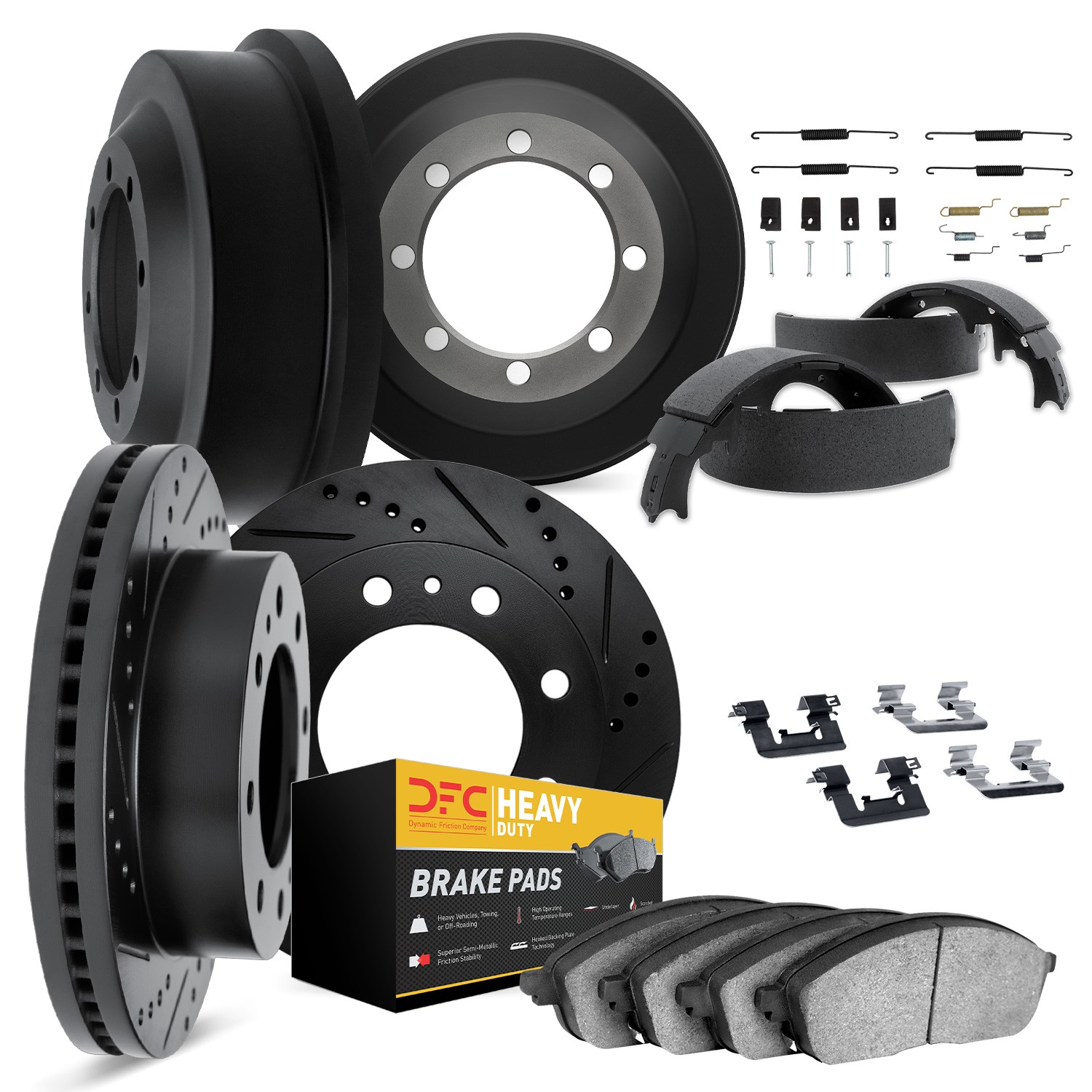 DYN 8214-40160 DFC Brake Rotor - Drilled & Slotted - Black- HD Brake Pad - Hardware