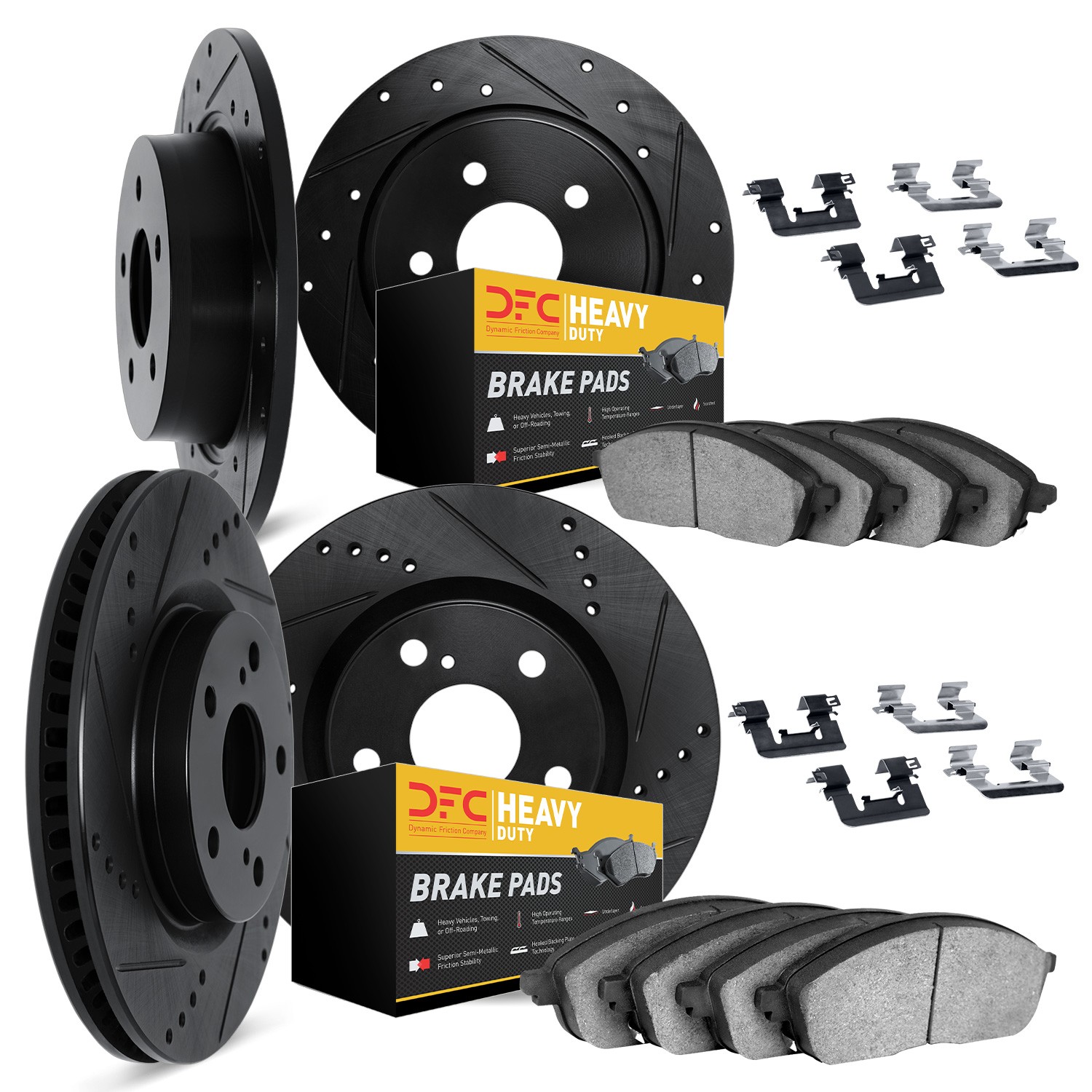 DYN 8214-42003 DFC Brake Rotor - Drilled & Slotted - Black- HD Brake Pad - Hardware