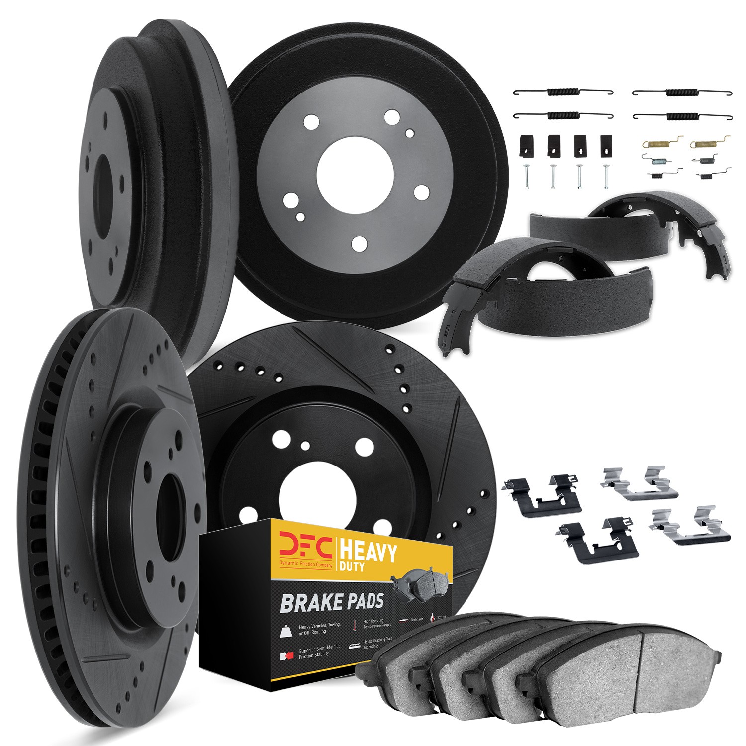 DYN 8214-47007 DFC Brake Rotor - Drilled & Slotted - Black- HD Brake Pad - Hardware