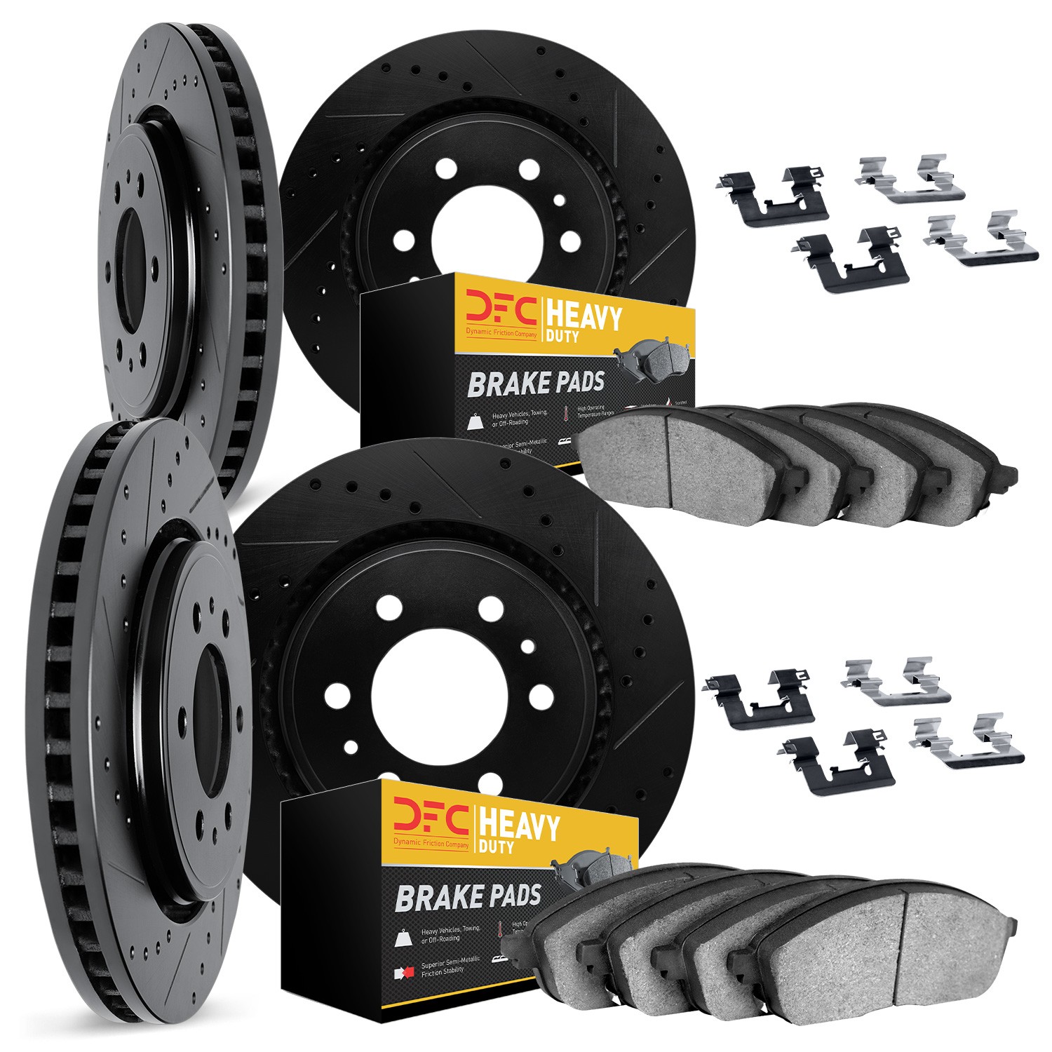 DYN 8214-48011 DFC Brake Rotor - Drilled & Slotted - Black- HD Brake Pad - Hardware
