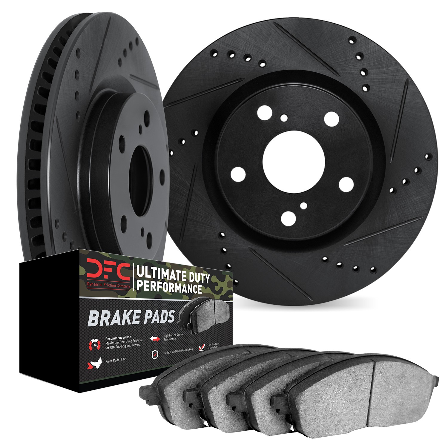 DYN 8402-47006 DFC Brake Rotor - Drilled & Slotted - Black- HD Brake Pad