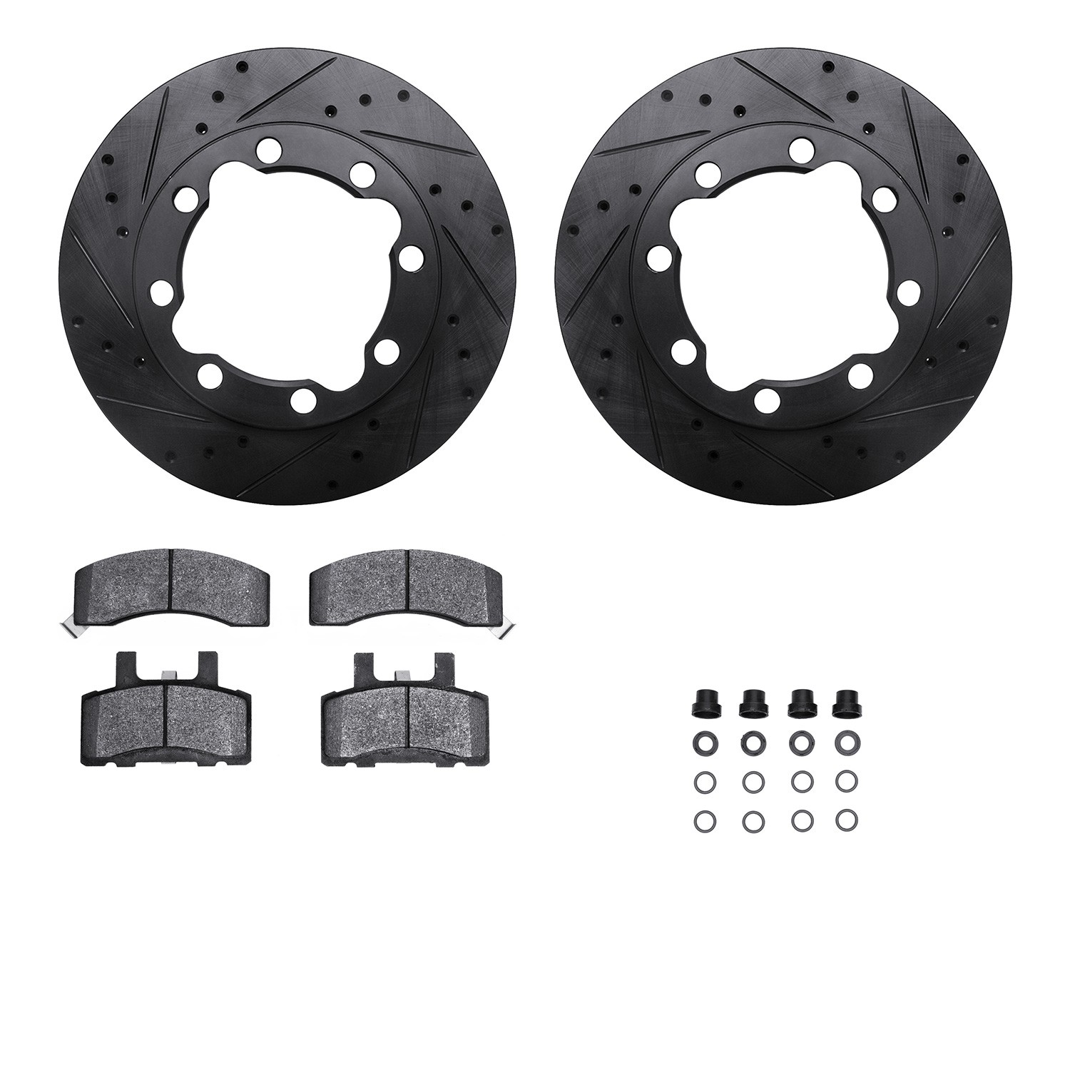 DYN 8412-40001 DFC Brake Rotor Drilled & Slotted - Black- w/Ultimate Duty Brake Pad & HW Kit