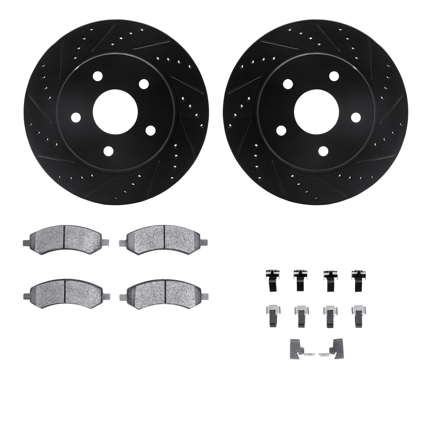 DYN 8412-40010 DFC Brake Rotor Drilled & Slotted - Black- w/Ultimate Duty Brake Pad & HW Kit