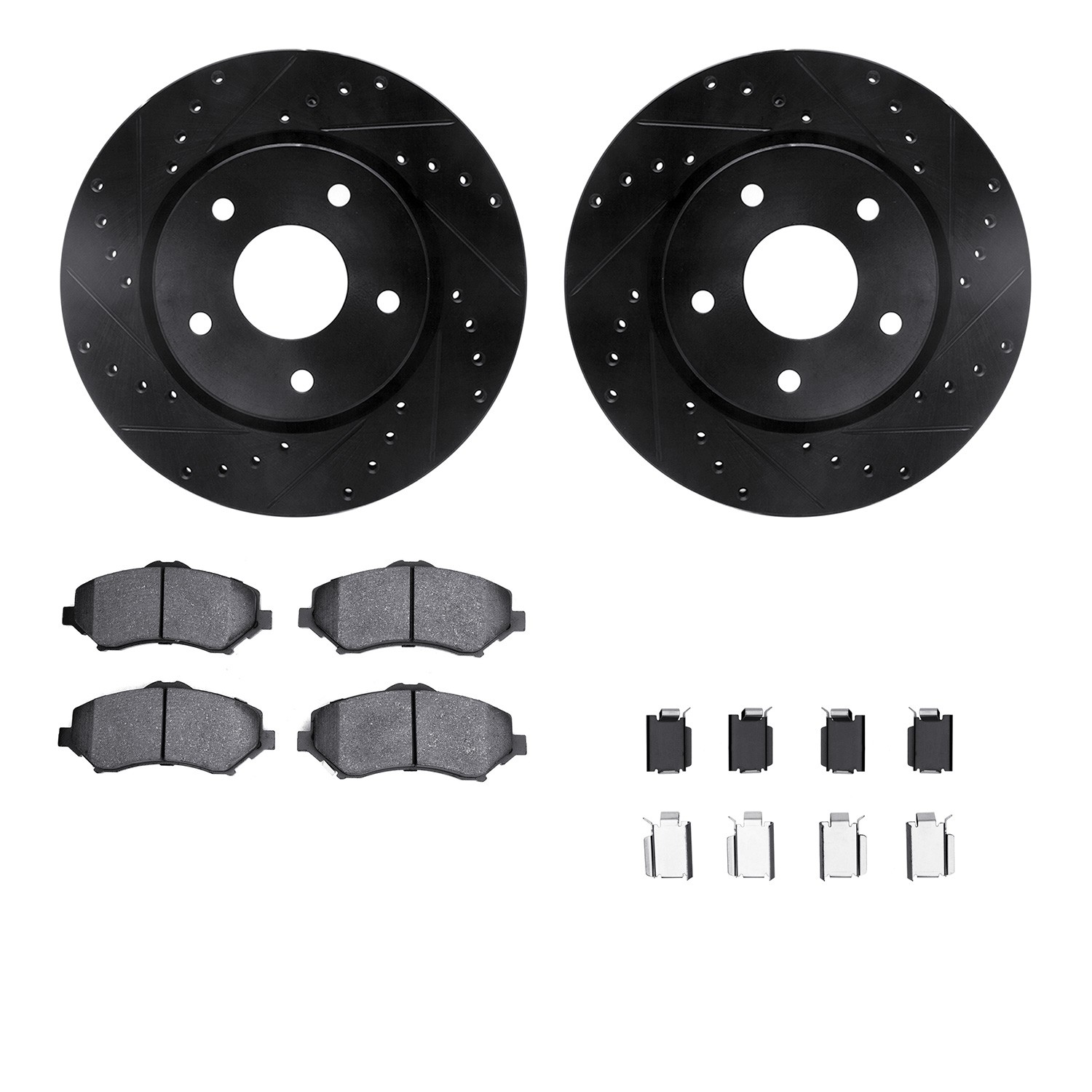 DYN 8412-40020 DFC Brake Rotor Drilled & Slotted - Black- w/Ultimate Duty Brake Pad & HW Kit