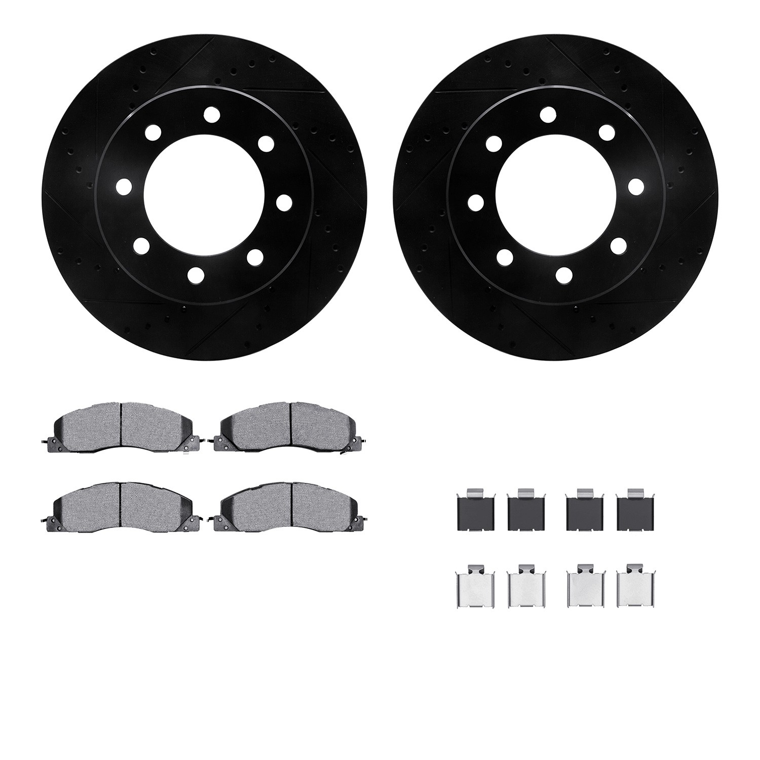 DYN 8412-40021 DFC Brake Rotor Drilled & Slotted - Black- w/Ultimate Duty Brake Pad & HW Kit
