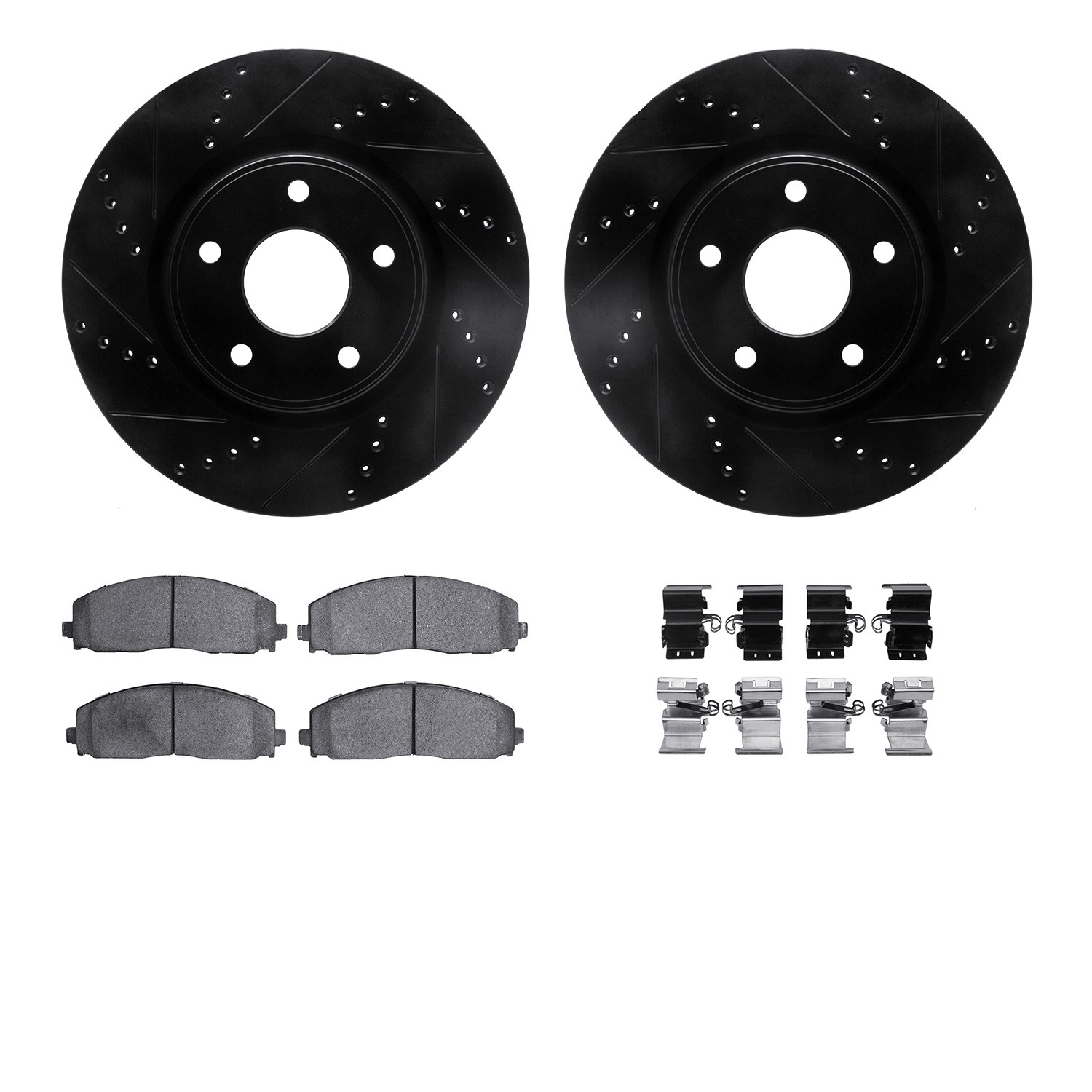 DYN 8412-40022 DFC Brake Rotor Drilled & Slotted - Black- w/Ultimate Duty Brake Pad & HW Kit