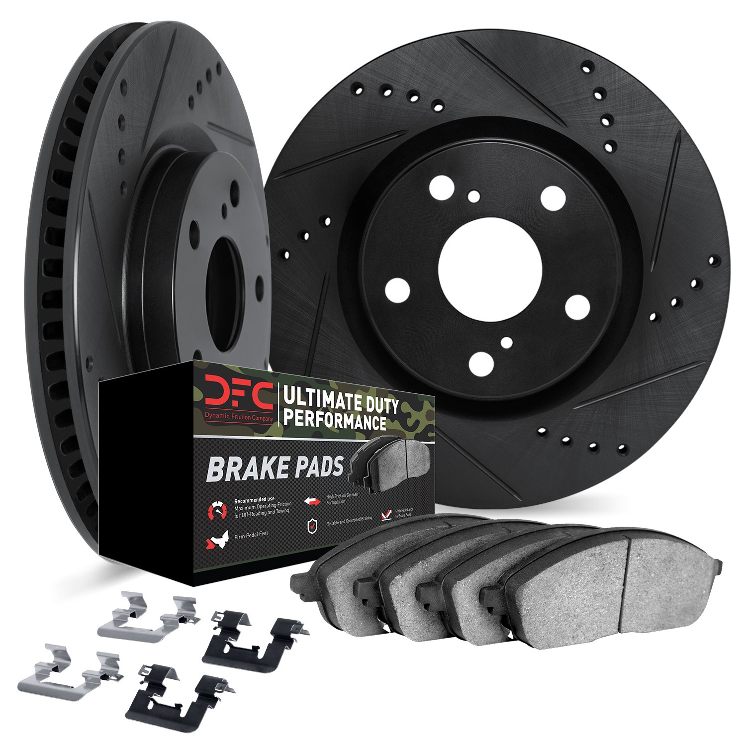 DYN 8412-40022 DFC Brake Rotor Drilled & Slotted - Black- w/Ultimate Duty Brake Pad & HW Kit - Image 2
