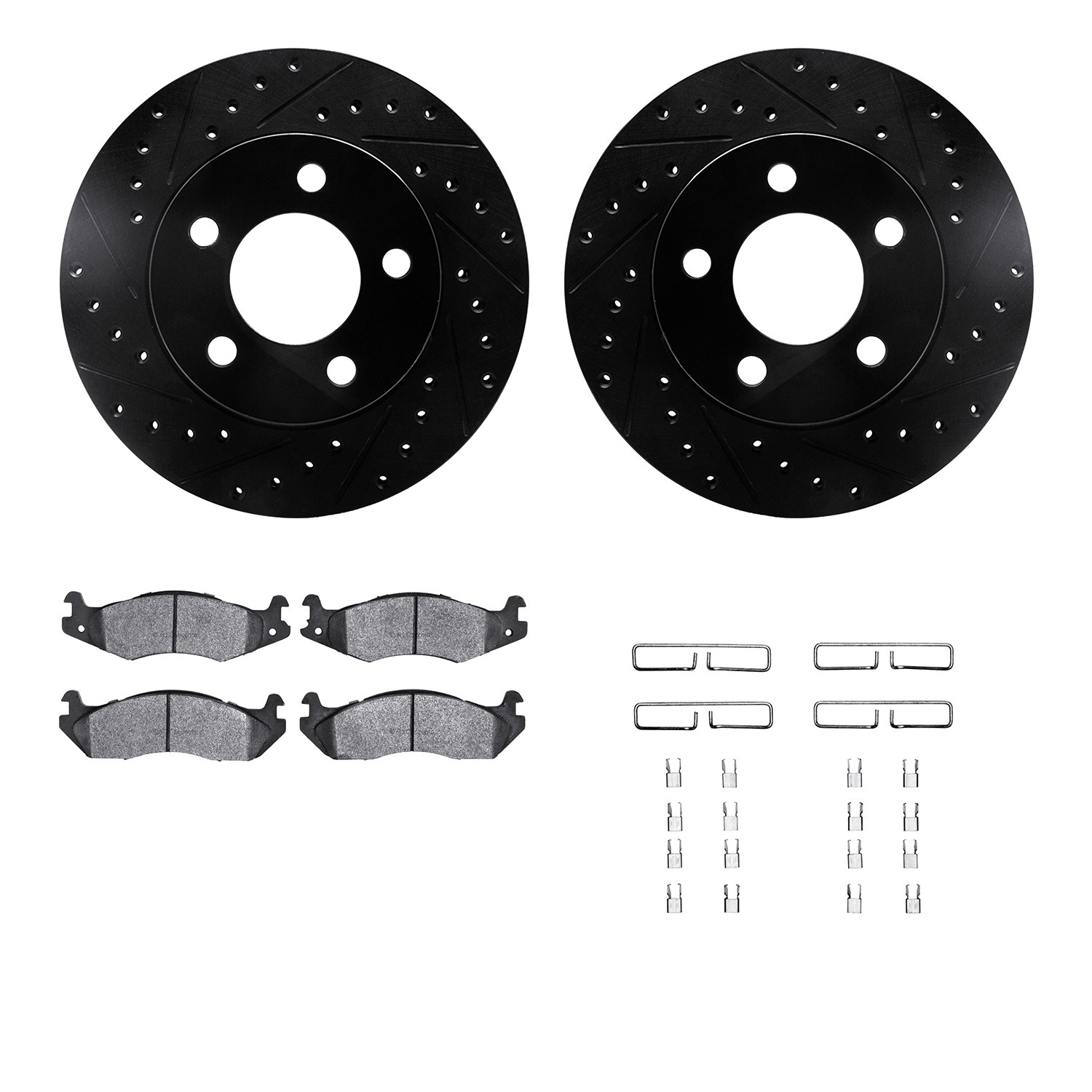 DYN 8412-42018 DFC Brake Rotor Drilled & Slotted - Black- w/Ultimate Duty Brake Pad & HW Kit