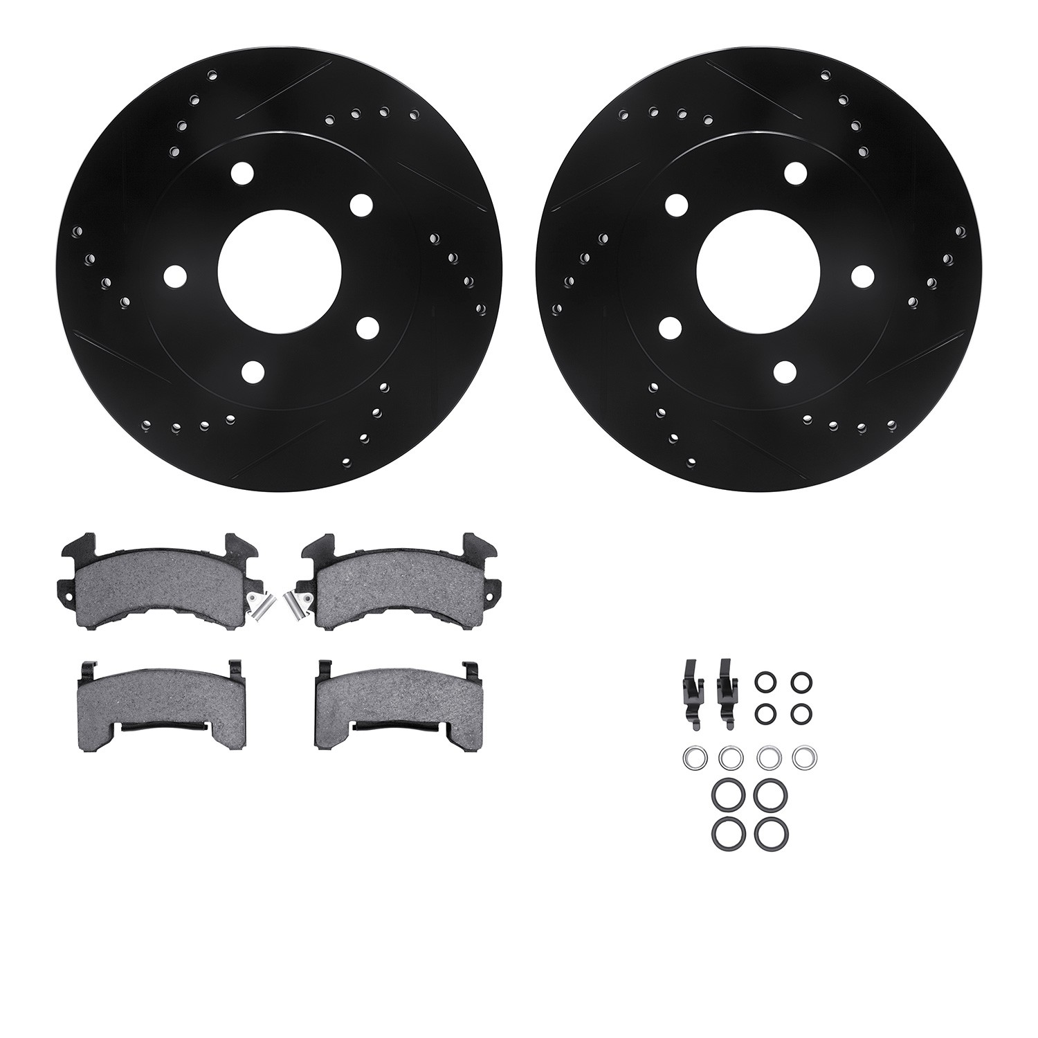 DYN 8412-48002 DFC Brake Rotor Drilled & Slotted - Black- w/Ultimate Duty Brake Pad & HW Kit
