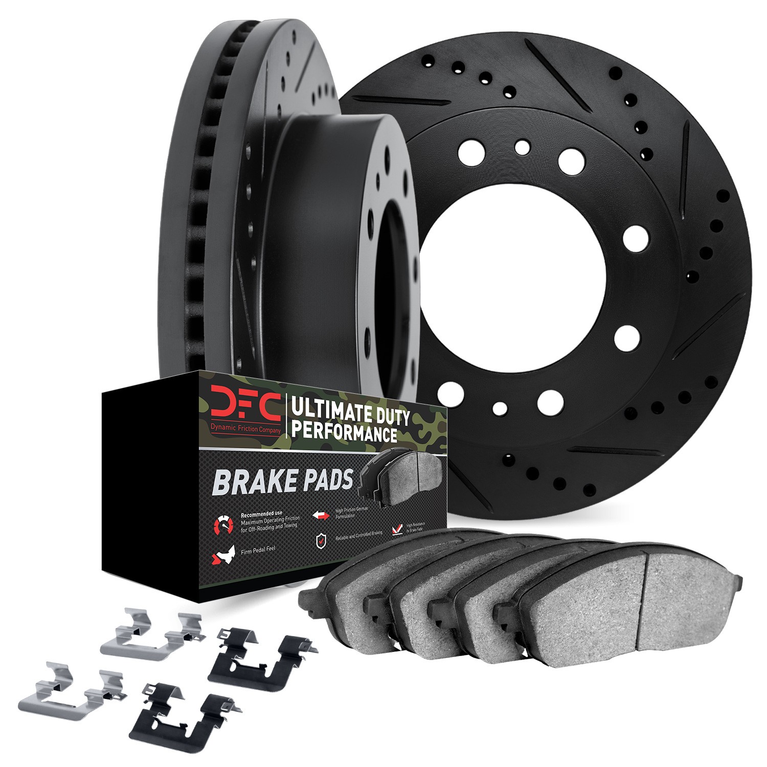 DYN 8412-48025 DFC Brake Rotor Drilled & Slotted - Black- w/Ultimate Duty Brake Pad & HW Kit - Image 2