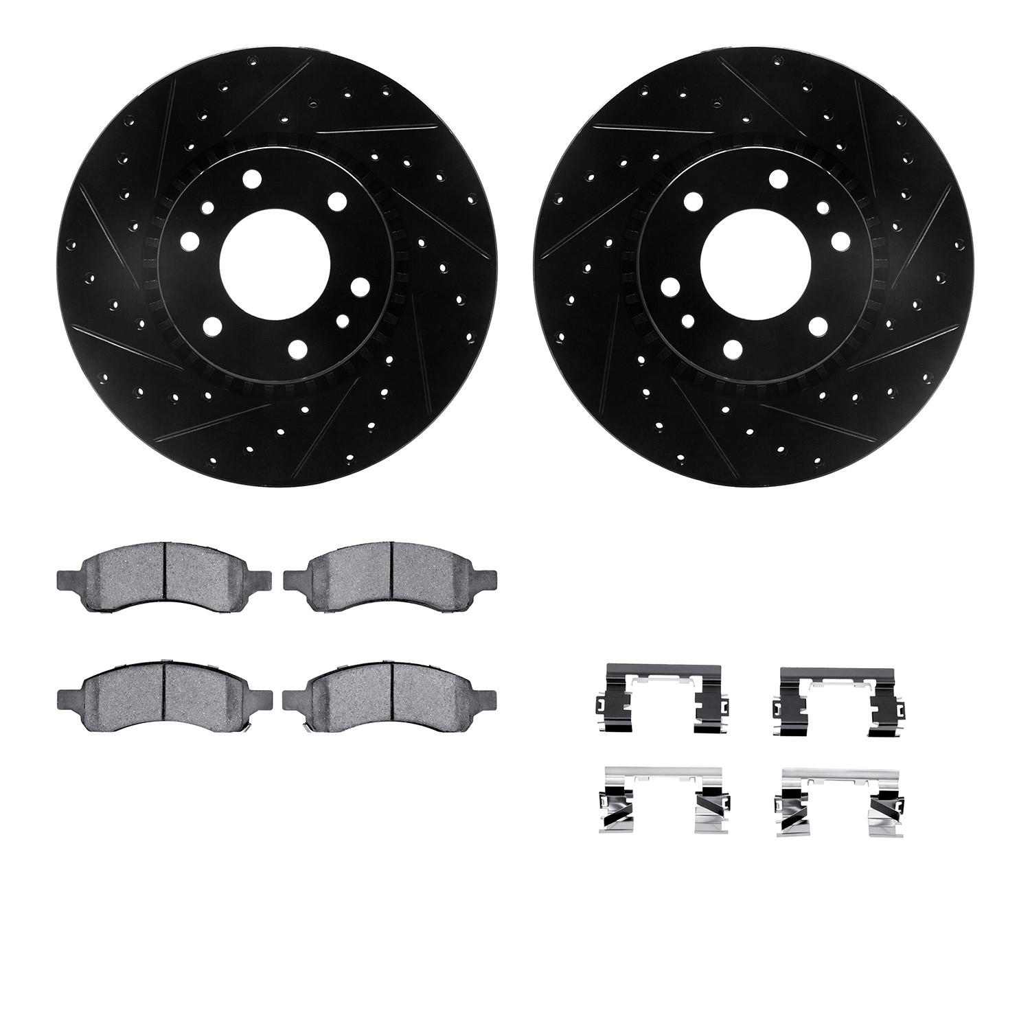 DYN 8412-48031 DFC Brake Rotor Drilled & Slotted - Black- w/Ultimate Duty Brake Pad & HW Kit