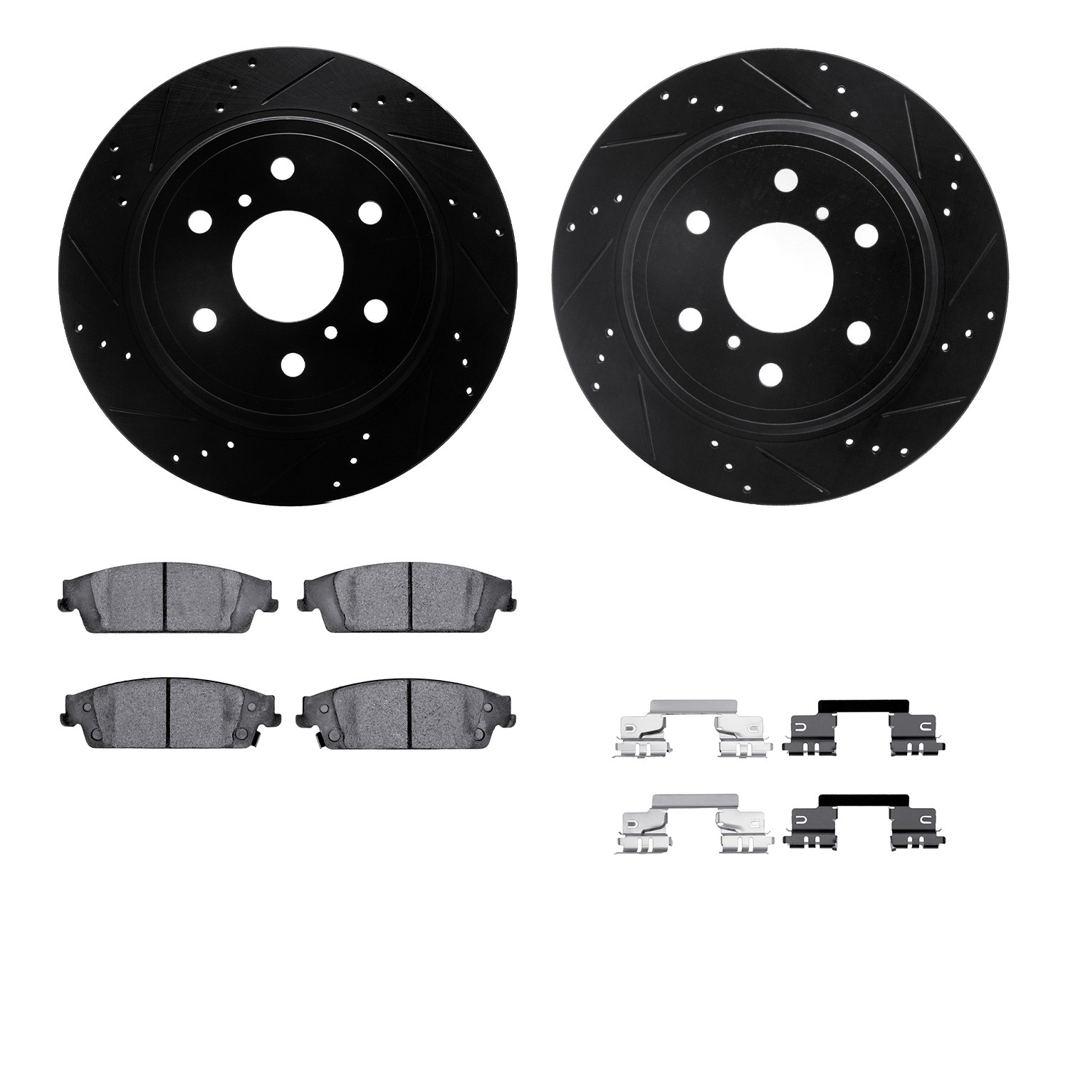 DYN 8412-48040 DFC Brake Rotor Drilled & Slotted - Black- w/Ultimate Duty Brake Pad & HW Kit