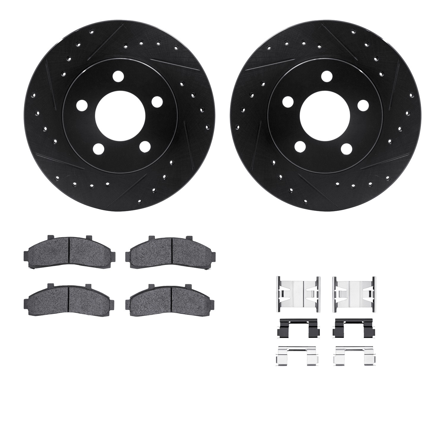 DYN 8412-54032 DFC Brake Rotor Drilled & Slotted - Black- w/Ultimate Duty Brake Pad & HW Kit