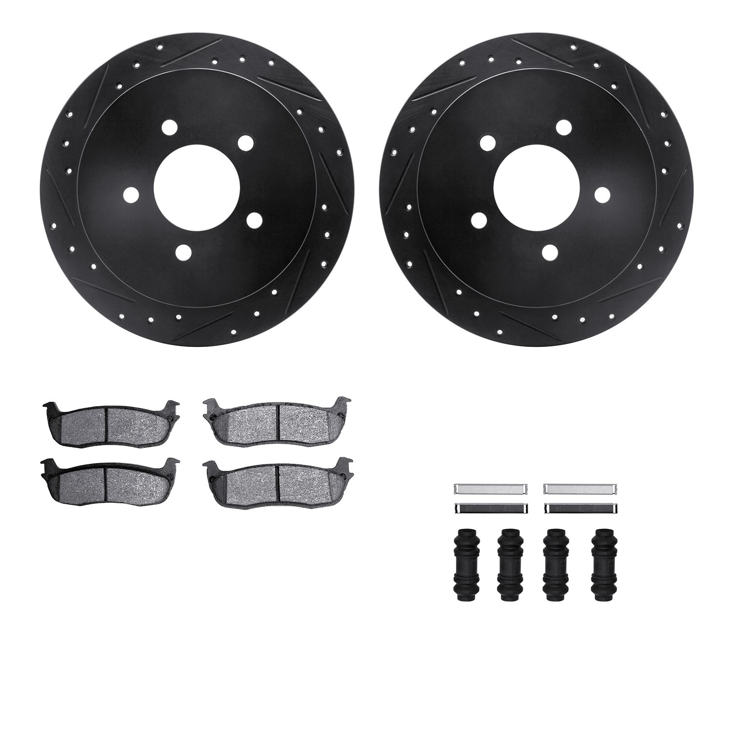 DYN 8412-54061 DFC Brake Rotor Drilled & Slotted - Black- w/Ultimate Duty Brake Pad & HW Kit