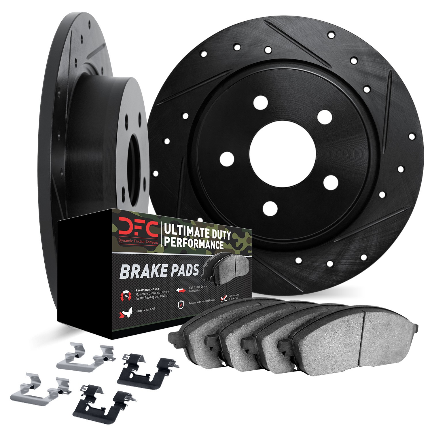 DYN 8412-54061 DFC Brake Rotor Drilled & Slotted - Black- w/Ultimate Duty Brake Pad & HW Kit - Image 2