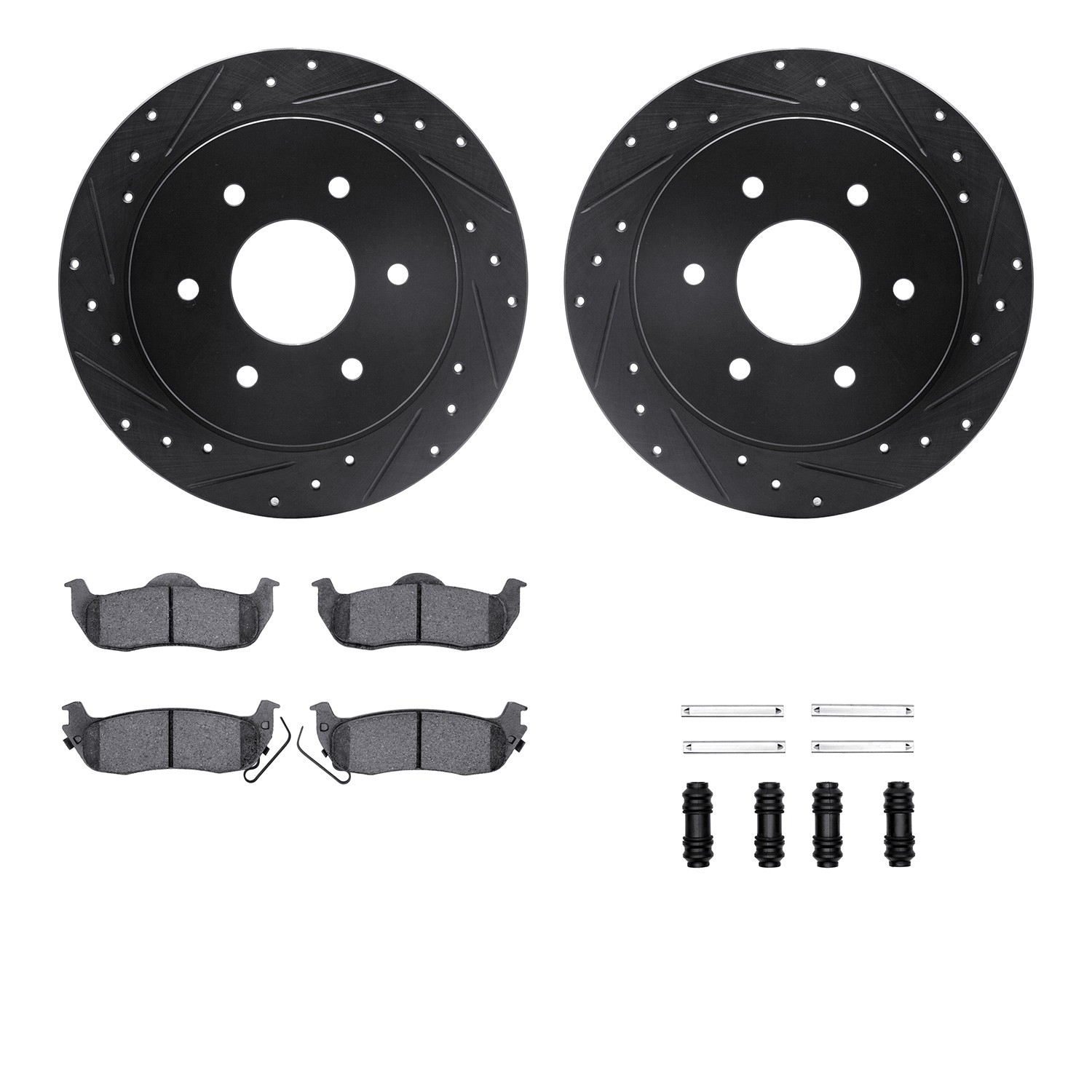 DYN 8412-67001 DFC Brake Rotor Drilled & Slotted - Black- w/Ultimate Duty Brake Pad & HW Kit