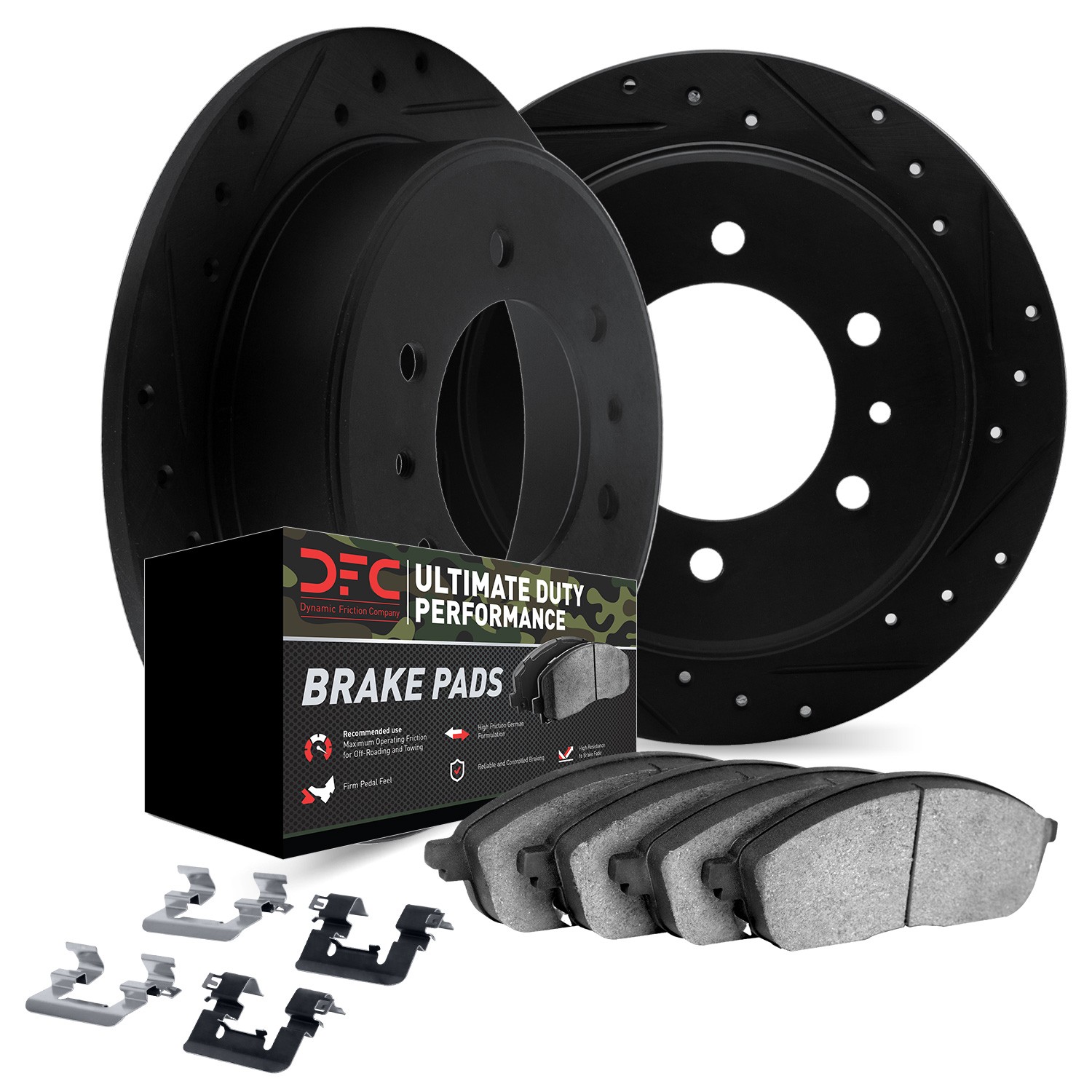 DYN 8412-67001 DFC Brake Rotor Drilled & Slotted - Black- w/Ultimate Duty Brake Pad & HW Kit - Image 2