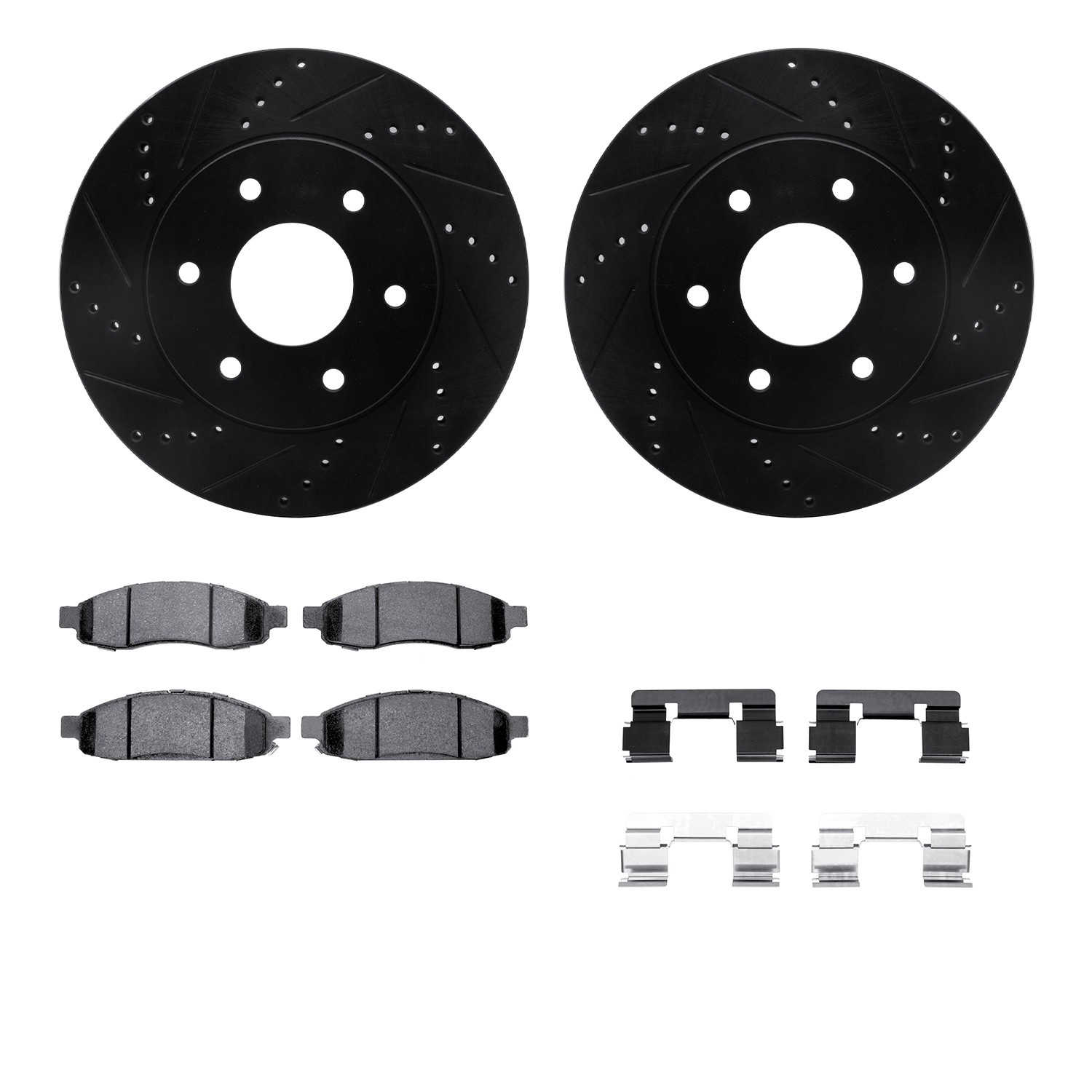 DYN 8412-67002 DFC Brake Rotor Drilled & Slotted - Black- w/Ultimate Duty Brake Pad & HW Kit