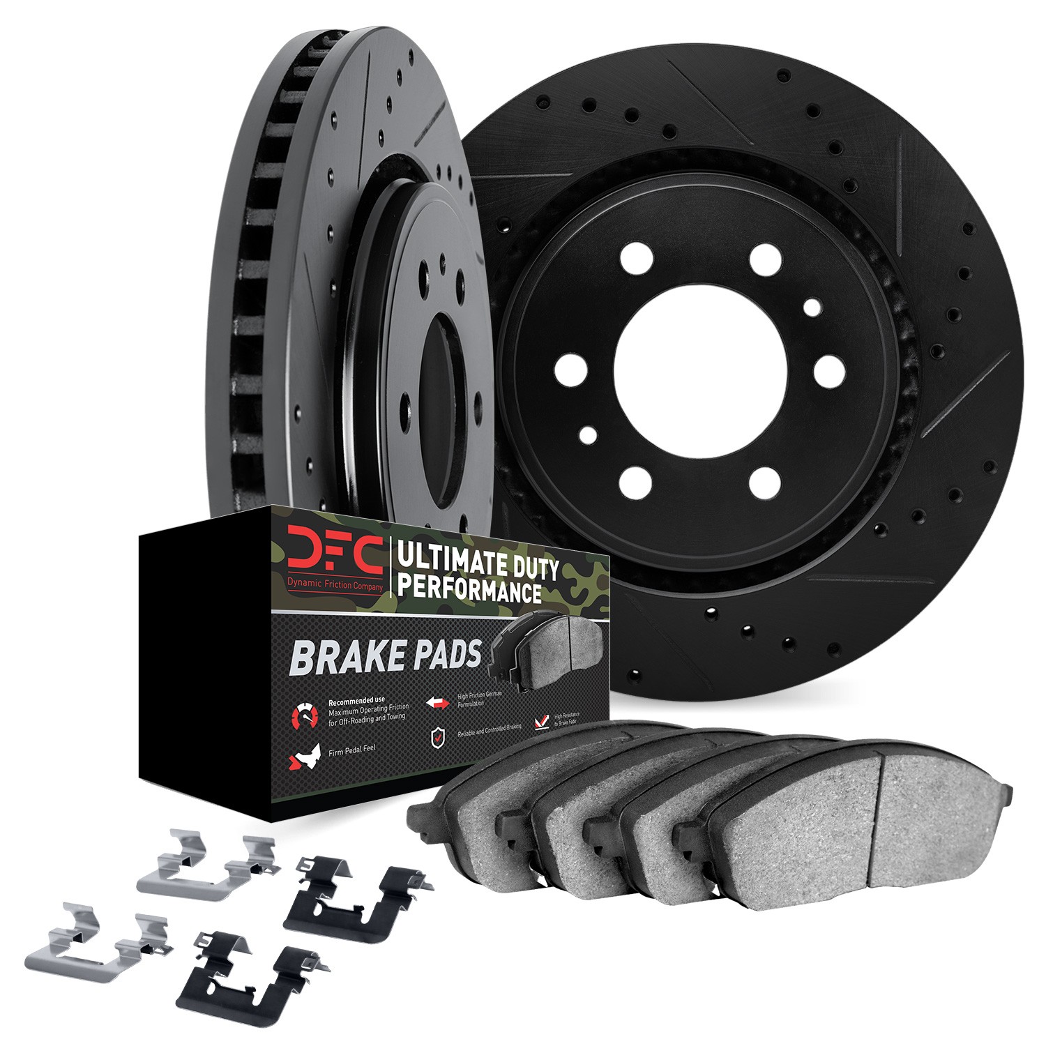 DYN 8412-76023 DFC Brake Rotor Drilled & Slotted - Black- w/Ultimate Duty Brake Pad & HW Kit - Image 2