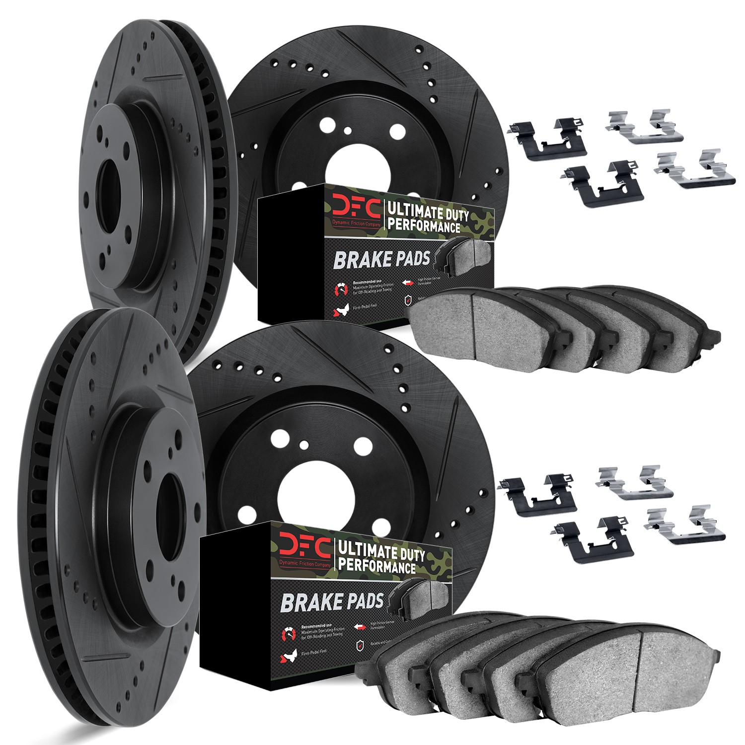 DYN 8414-40002 DFC Brake Rotor Drilled & Slotted - Black- w/Ultimate Duty Brake Pad & HW Kit