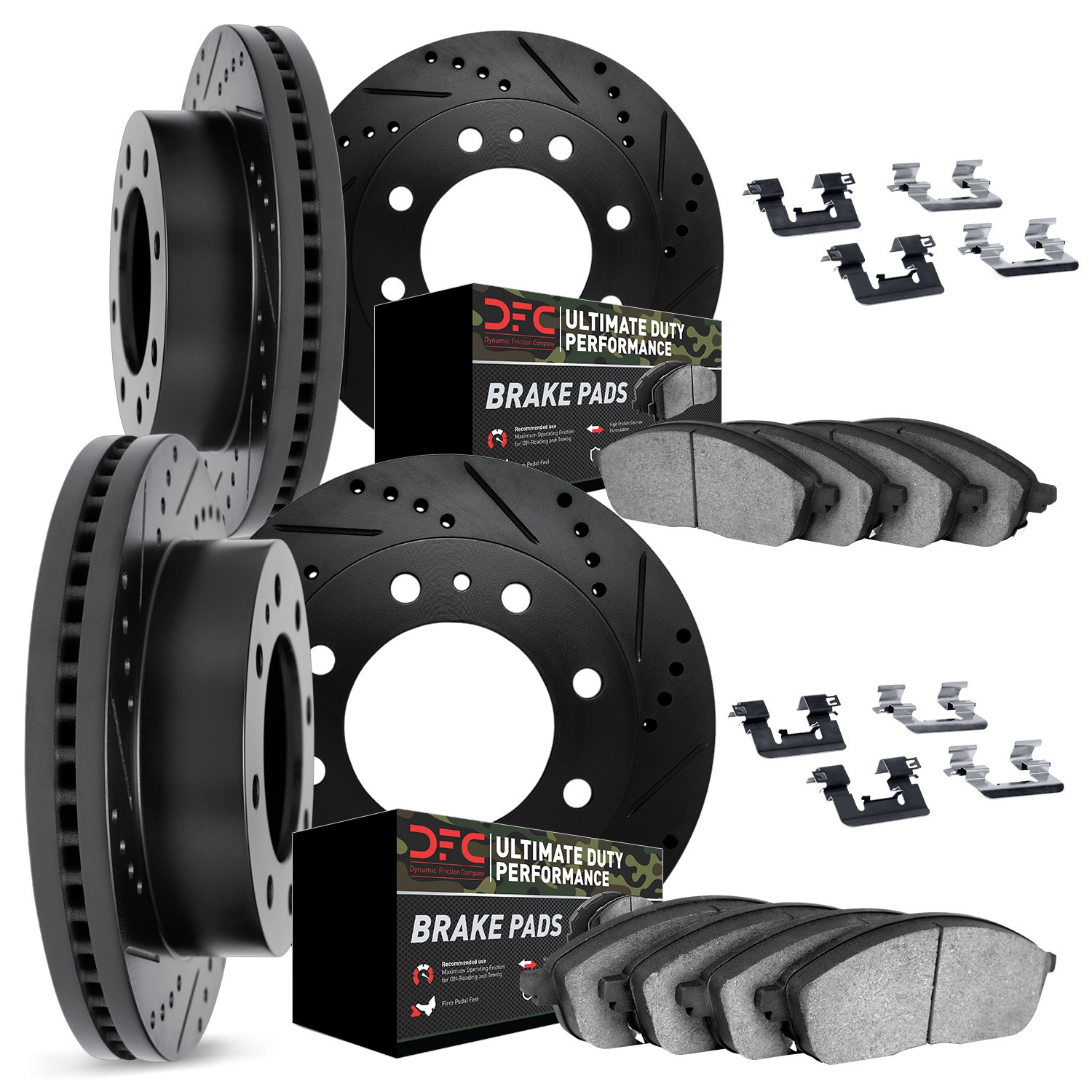 DYN 8414-40007 DFC Brake Rotor Drilled & Slotted - Black- w/Ultimate Duty Brake Pad & HW Kit