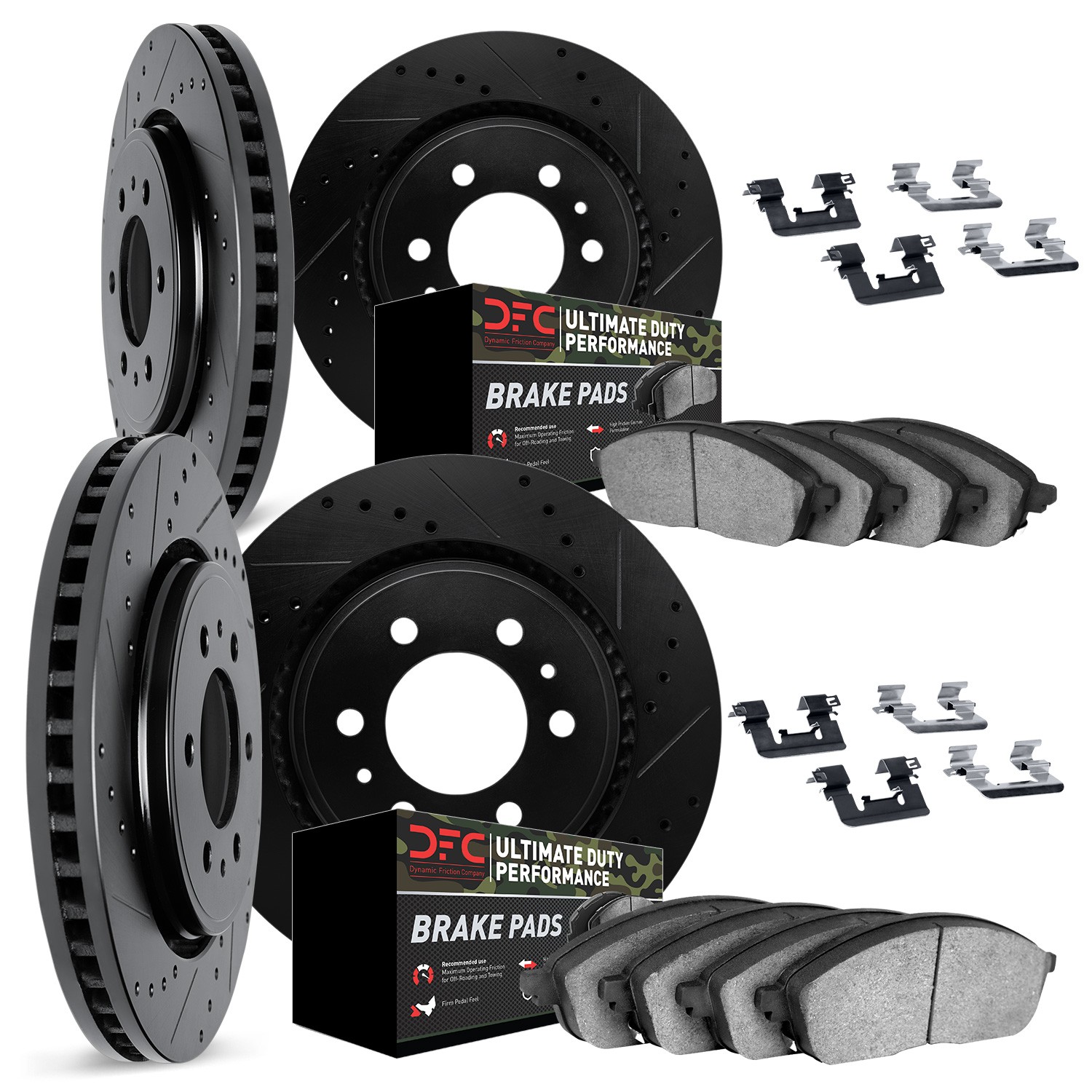 DYN 8414-48004 DFC Brake Rotor Drilled & Slotted - Black- w/Ultimate Duty Brake Pad & HW Kit