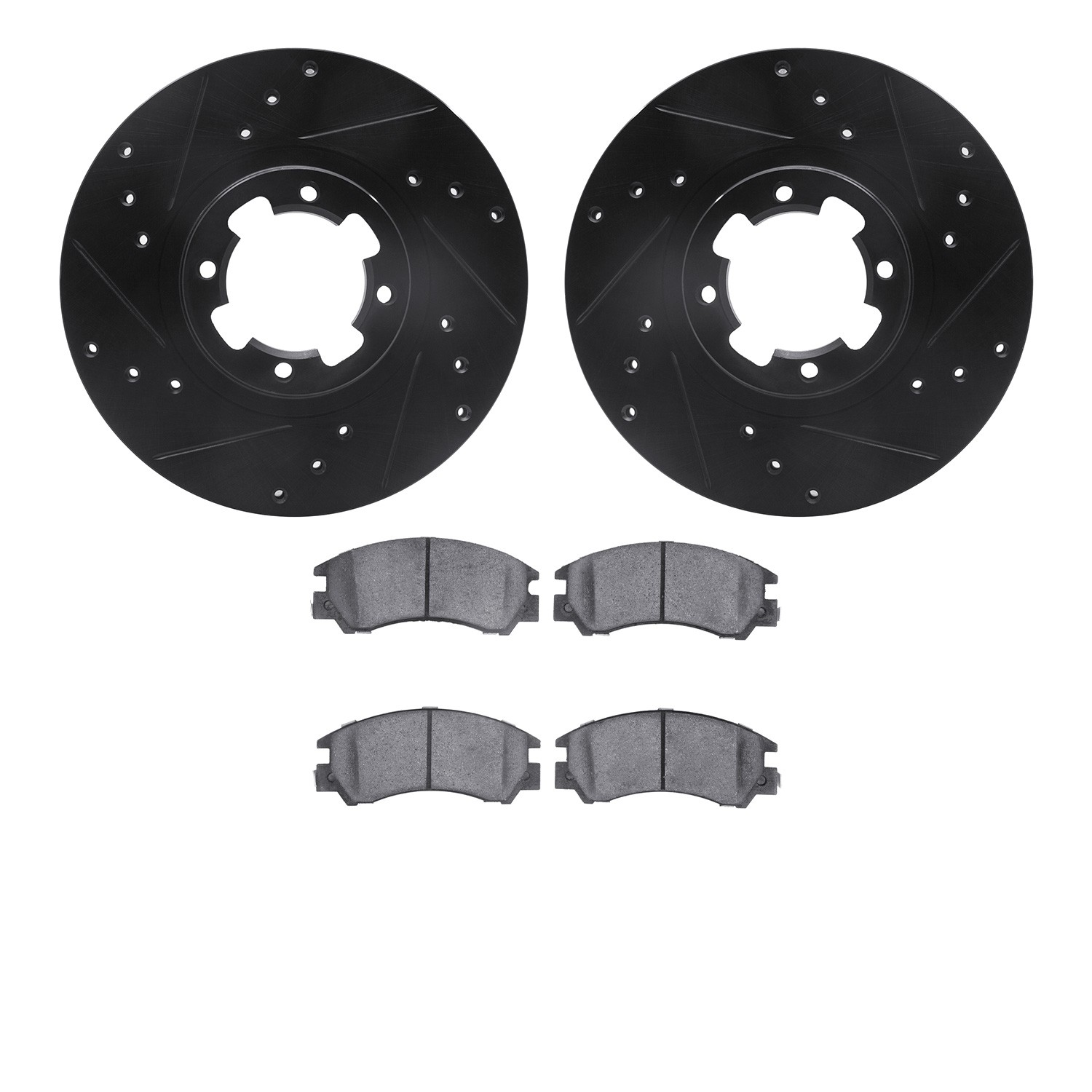 DYN 8502-13000 DFC Rotors-Drilled and Slotted-Black with 5000 Advanced Brake Pads