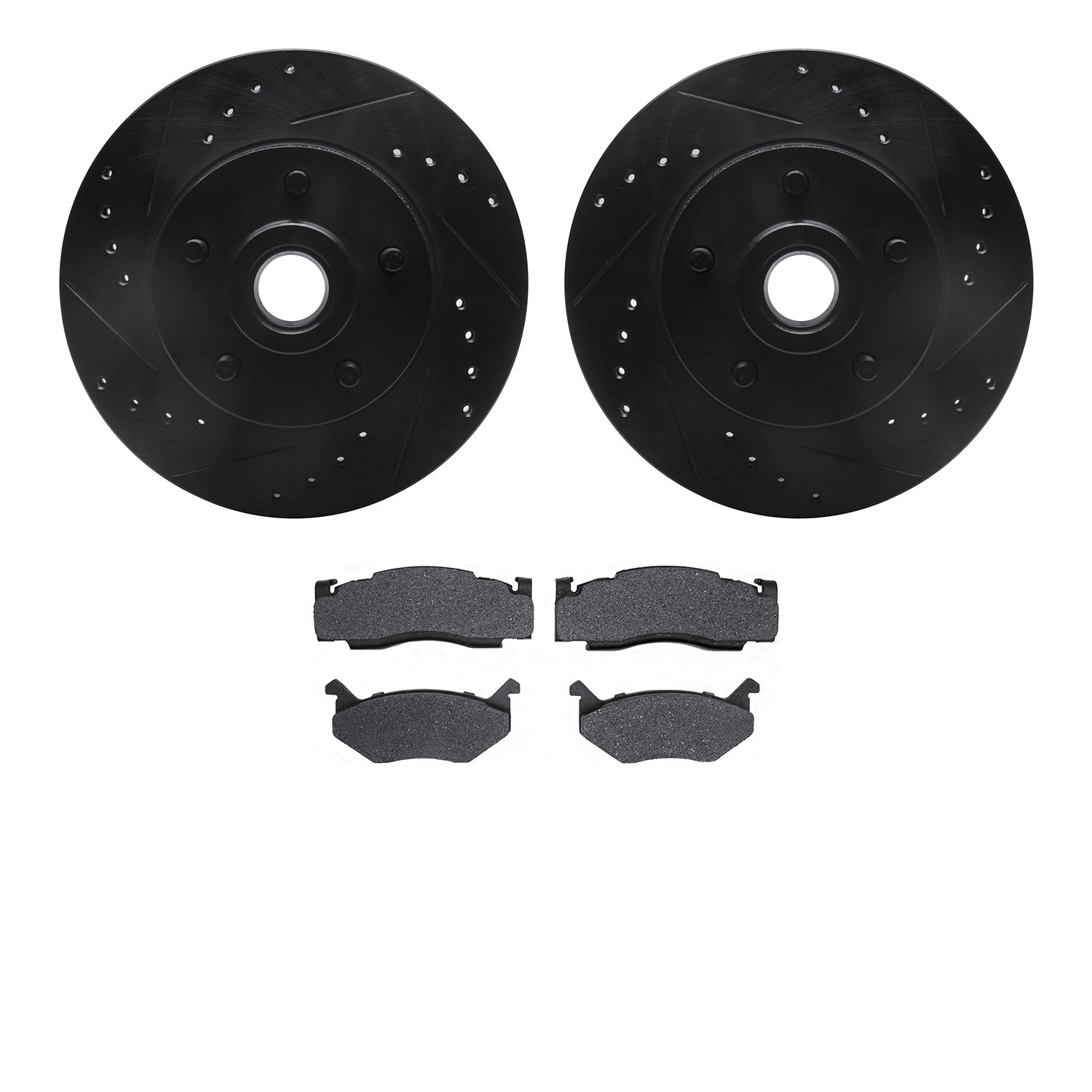 DYN 8502-39033 DFC Rotors-Drilled and Slotted-Black with 5000 Advanced Brake Pads