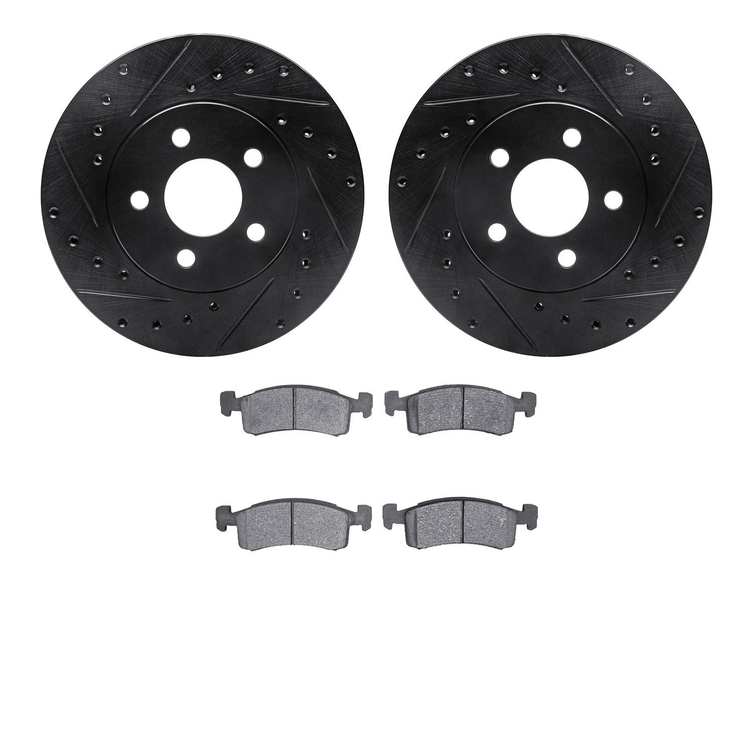 DYN 8502-40140 DFC Rotors-Drilled and Slotted-Black with 5000 Advanced Brake Pads