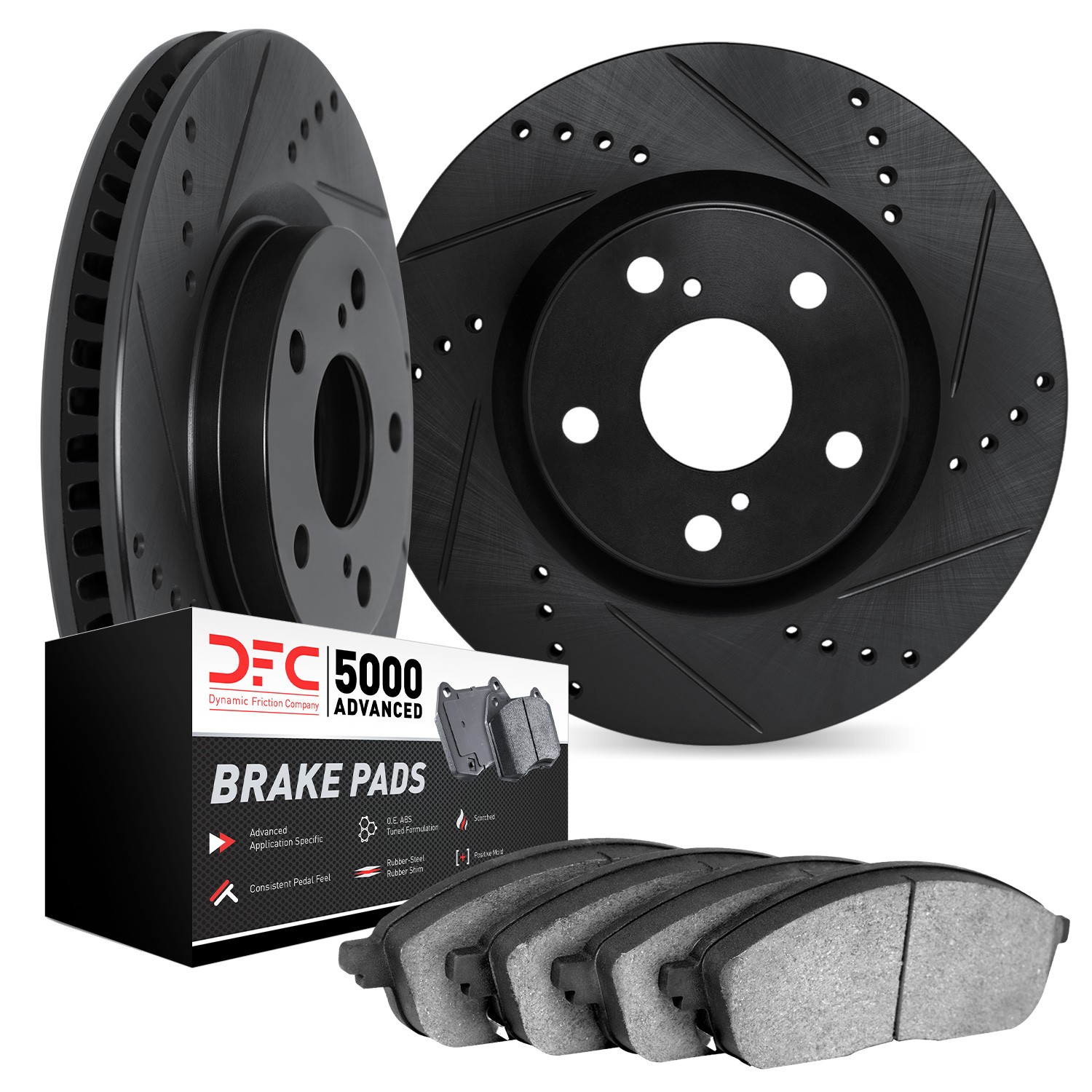 DYN 8502-40140 DFC Rotors-Drilled and Slotted-Black with 5000 Advanced Brake Pads - Image 2
