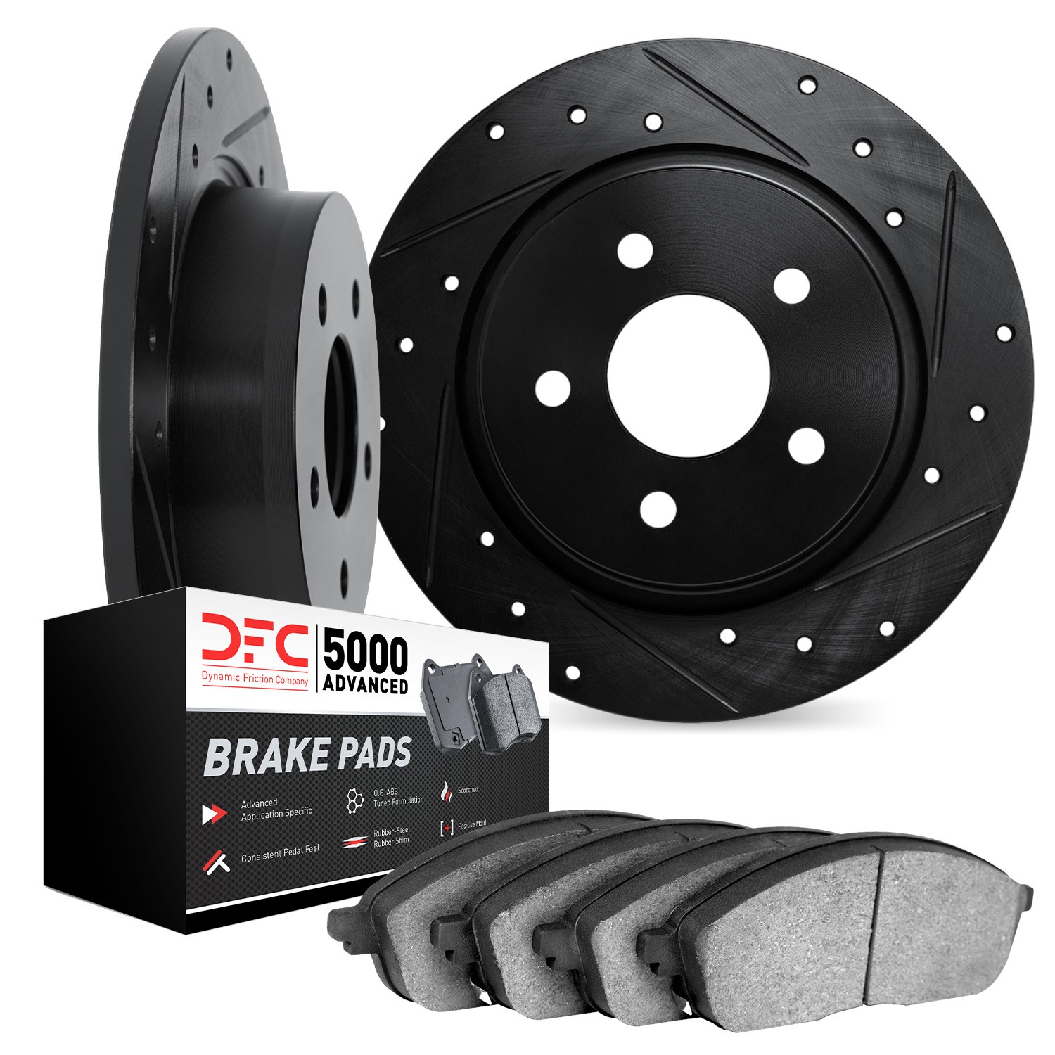 DYN 8502-74035 DFC Rotors-Drilled and Slotted-Black with 5000 Advanced Brake Pads - Image 2