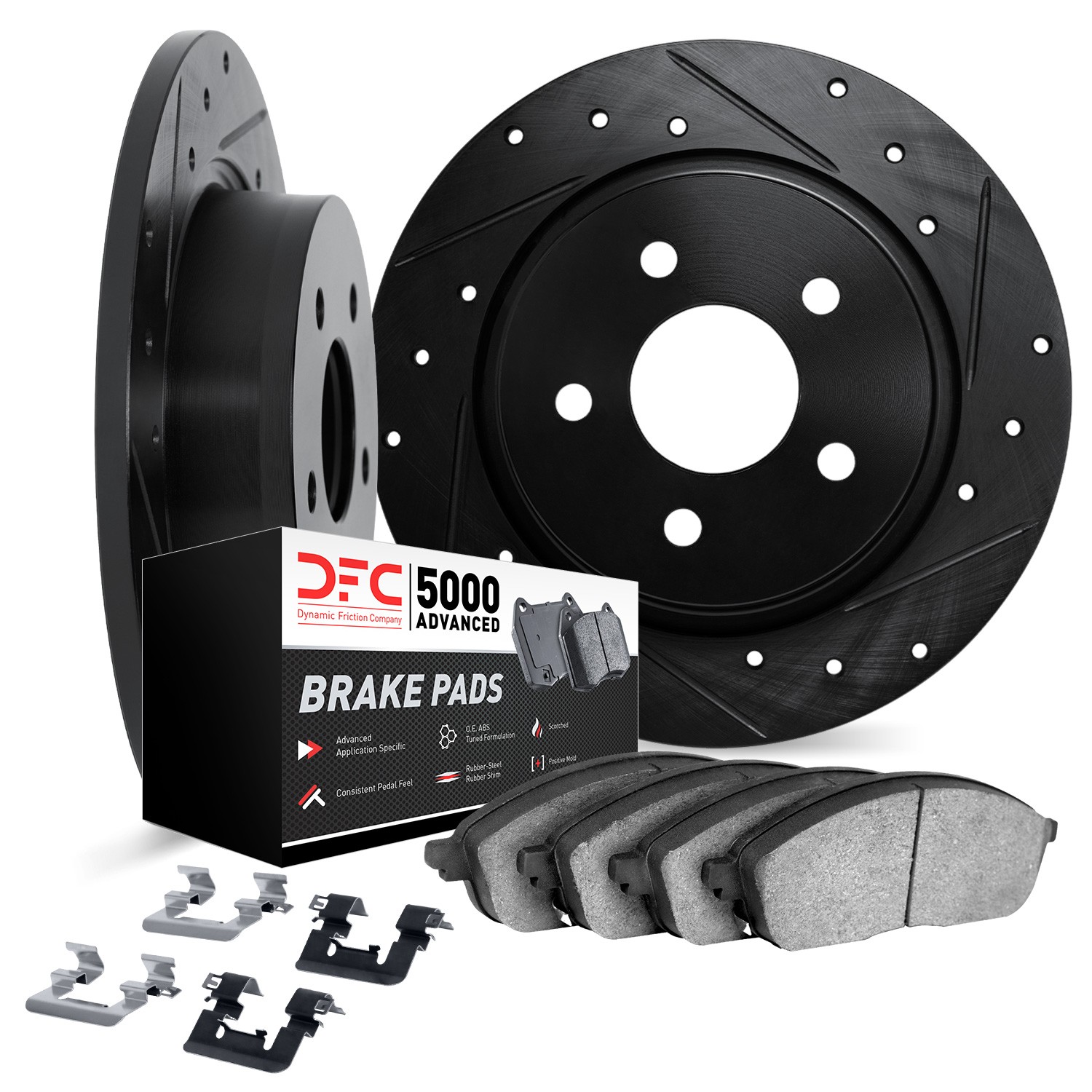 DYN 8512-39031 DFC Brake Rotor - Dimpled & Slotted - Black w/5000 Brake Pads & HW Kit - Image 2