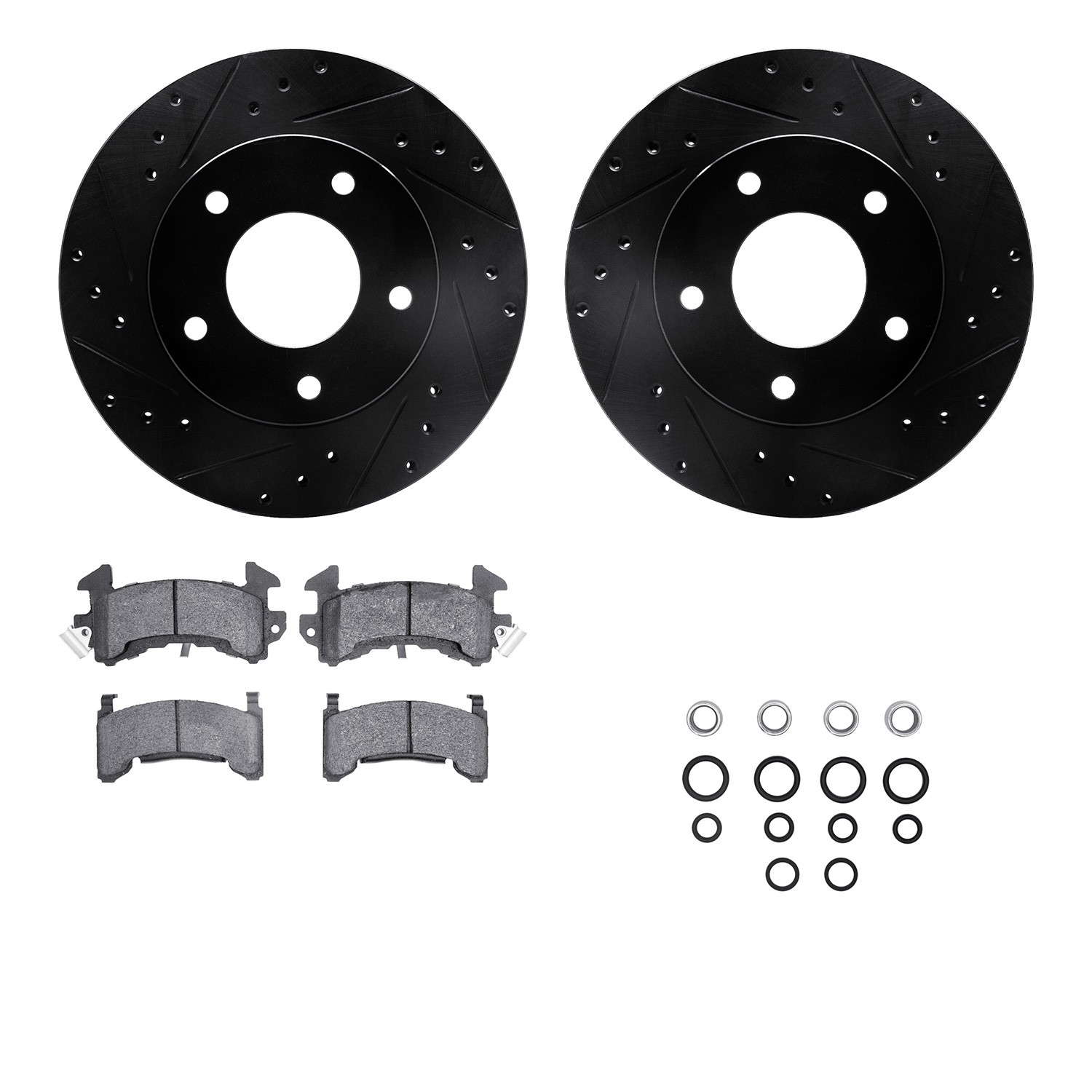 DYN 8512-45045 DFC Rotors-Drilled & Slotted-Black w/ 5000 Advanced Brake Pads Incl Hdw