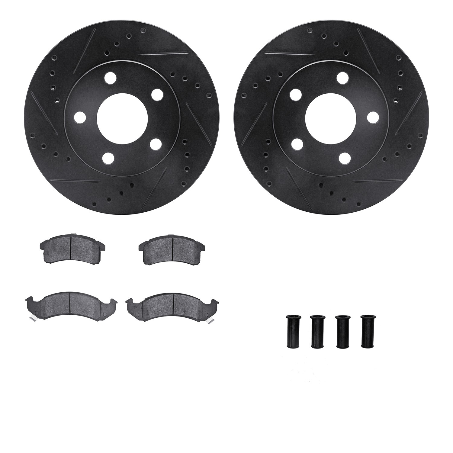 DYN 8512-47157 DFC Rotors-Drilled & Slotted-Black w/ 5000 Advanced Brake Pads Incl Hdw
