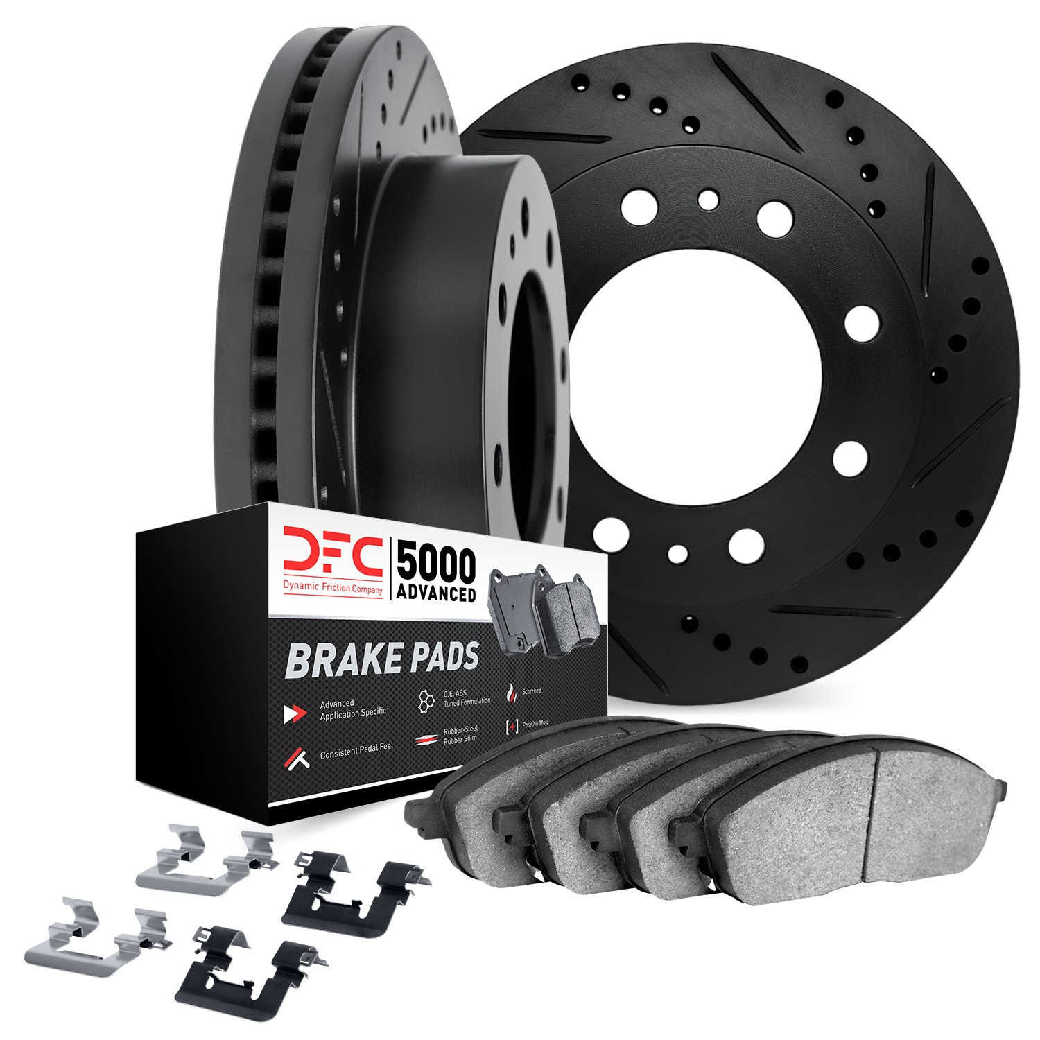 DYN 8512-48012 DFC Brake Rotor - Drilled & Slotted - Black w/5000 Brake Pads & HW Kit - Image 2