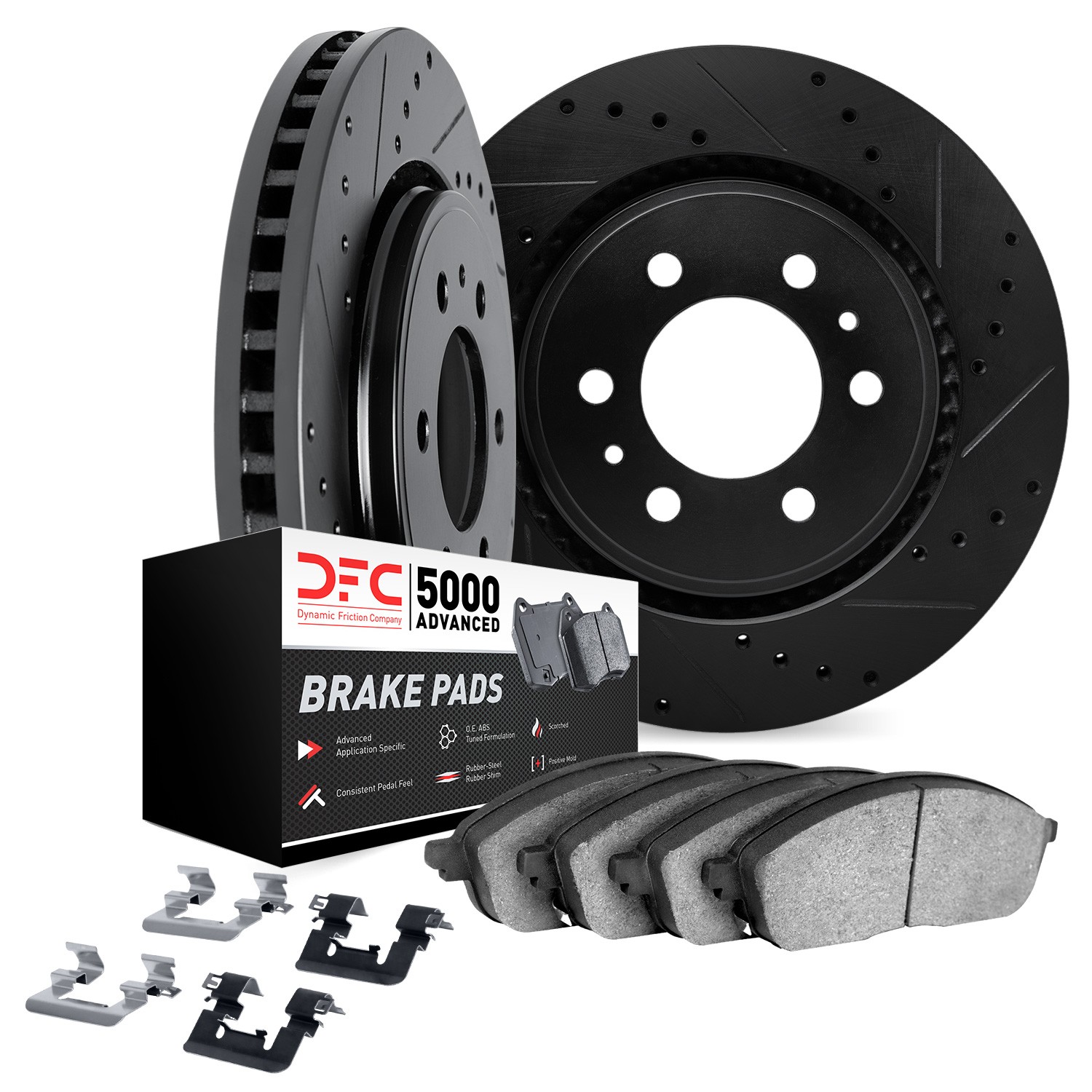 DYN 8512-48047 DFC Brake Rotor - Dimpled & Slotted - Black w/5000 Brake Pads & HW Kit - Image 2
