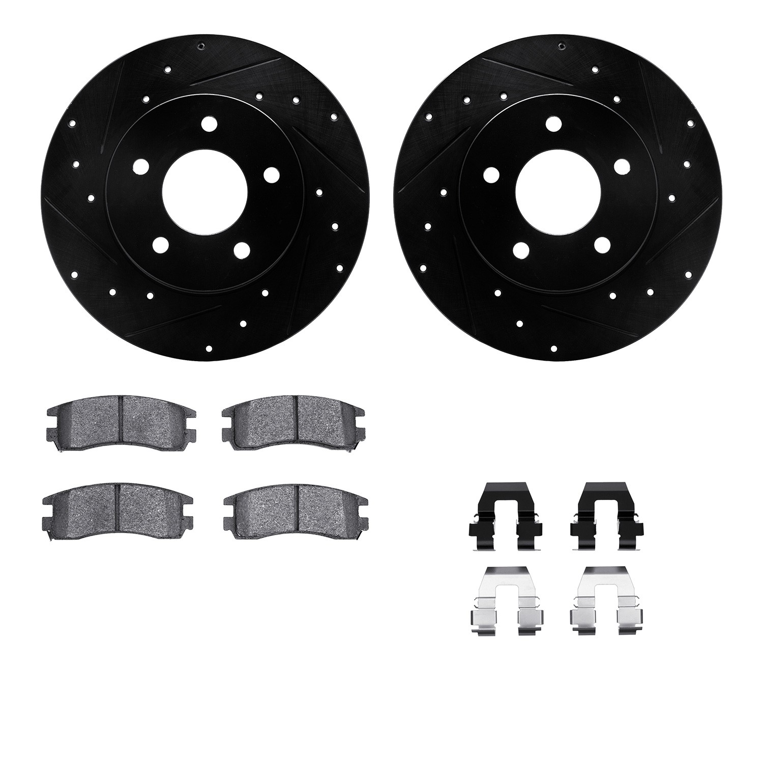 DYN 8512-52000 DFC Rotors-Drilled & Slotted-Black w/ 5000 Advanced Brake Pads Incl Hdw