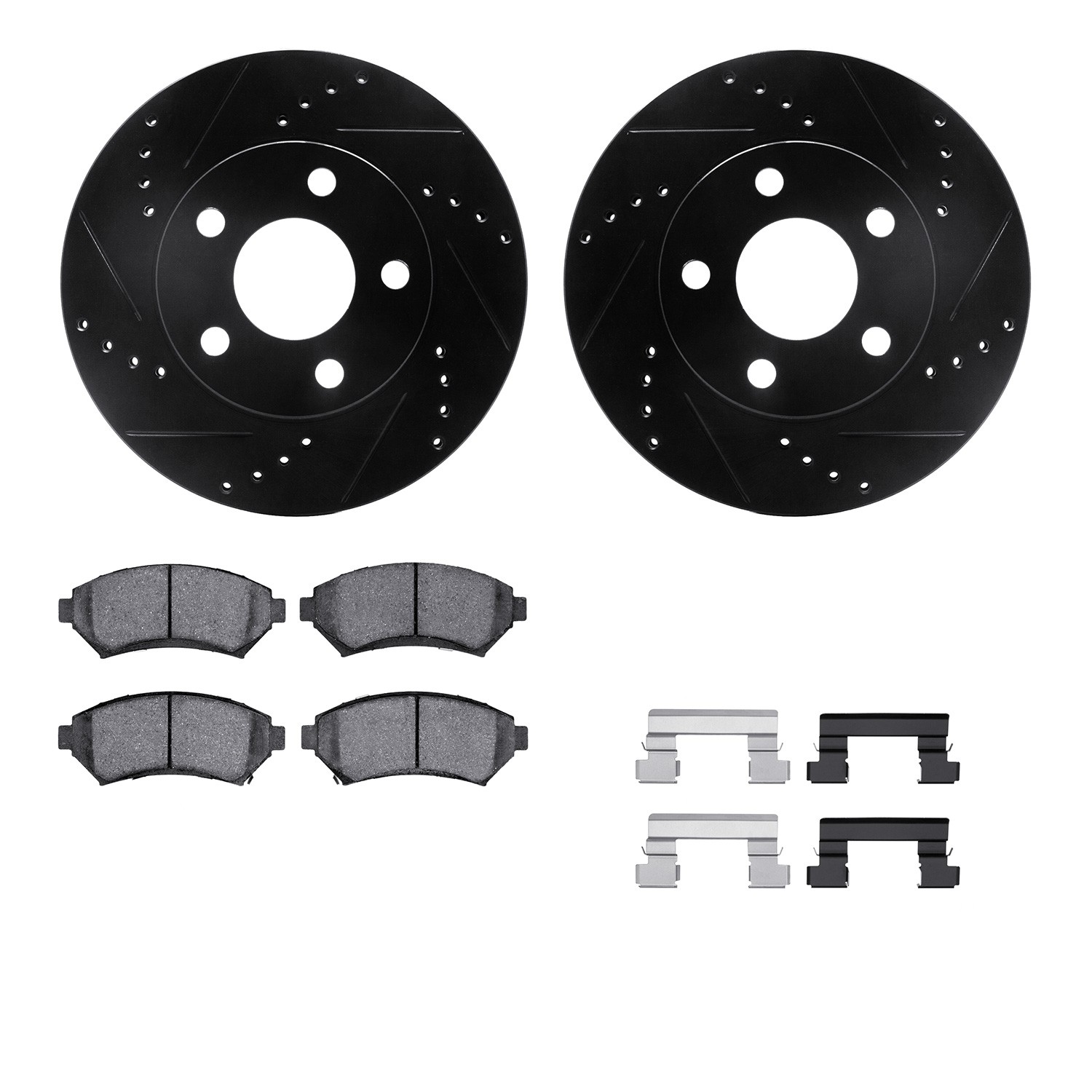 DYN 8512-52035 DFC Rotors-Drilled & Slotted-Black w/ 5000 Advanced Brake Pads Incl Hdw