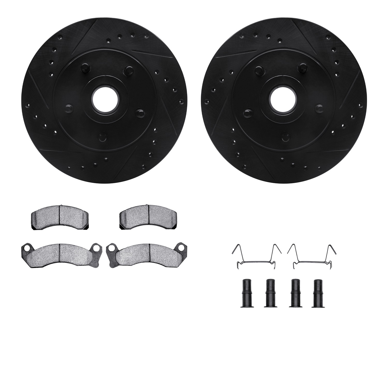 DYN 8512-56036 DFC Rotors-Drilled & Slotted-Black w/ 5000 Advanced Brake Pads Incl Hdw