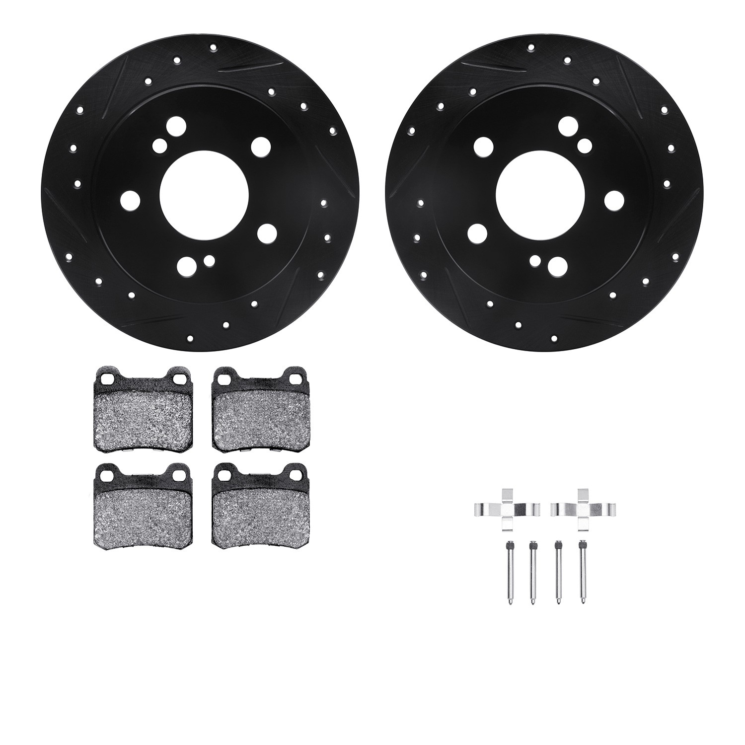DYN 8512-63026 DFC Rotors-Drilled & Slotted-Black w/ 5000 Advanced Brake Pads Incl Hdw