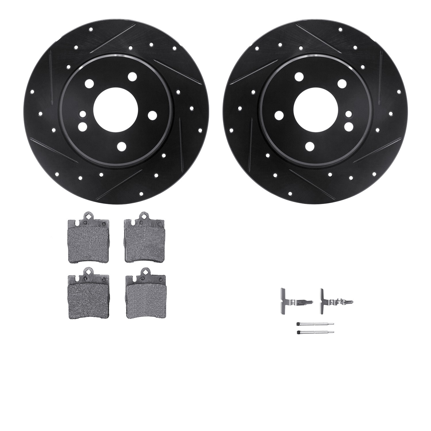 DYN 8512-63041 DFC Rotors-Drilled & Slotted-Black w/ 5000 Advanced Brake Pads Incl Hdw